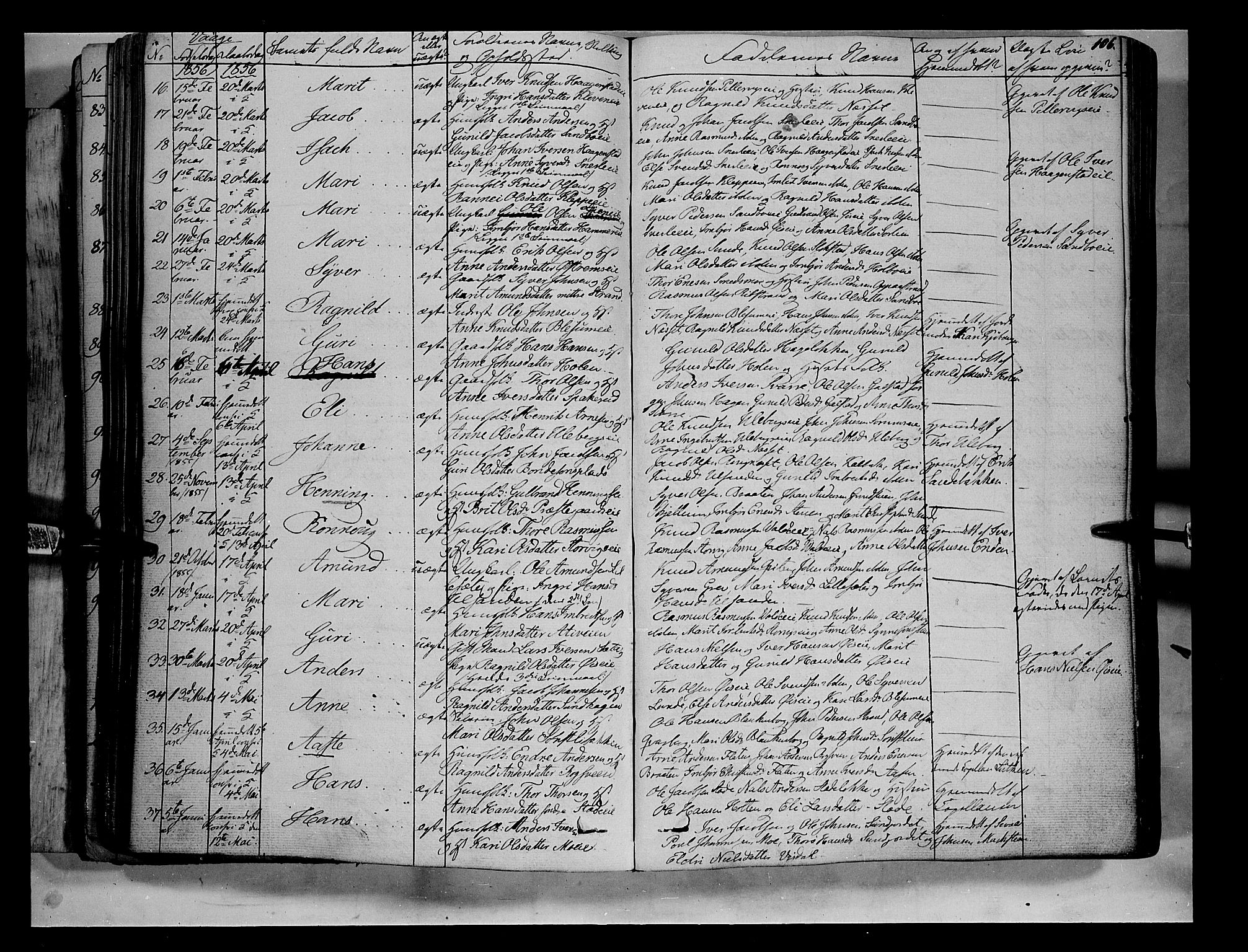 Vågå prestekontor, SAH/PREST-076/H/Ha/Haa/L0005: Parish register (official) no. 5 /1, 1842-1856, p. 106