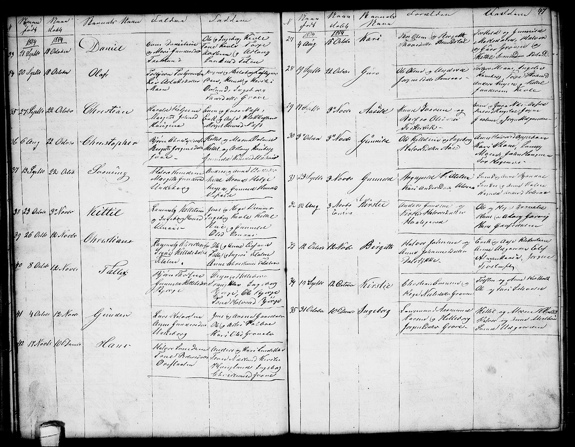 Seljord kirkebøker, AV/SAKO-A-20/G/Ga/L0002: Parish register (copy) no. I 2, 1838-1866, p. 47