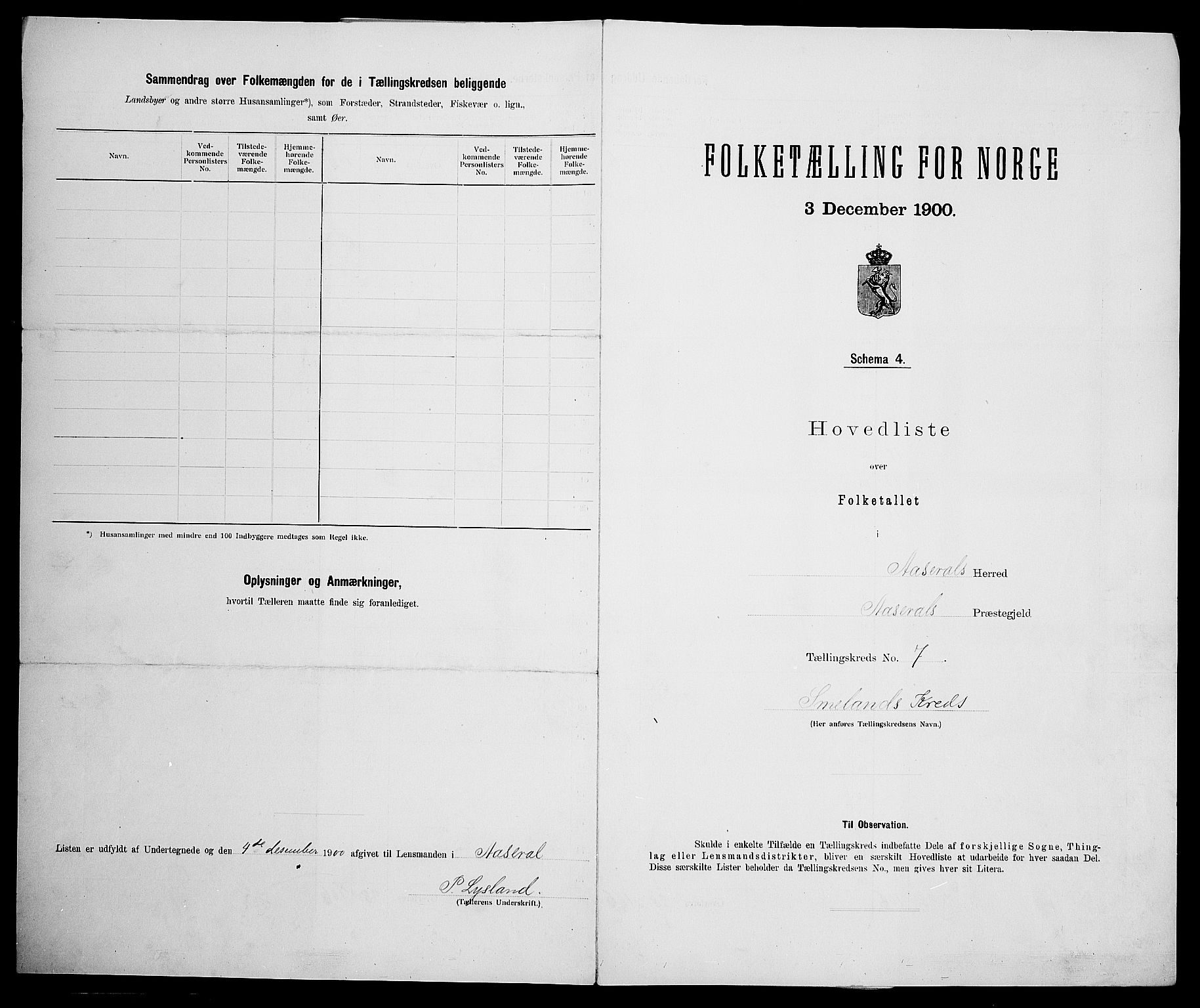 SAK, 1900 census for Åseral, 1900, p. 29