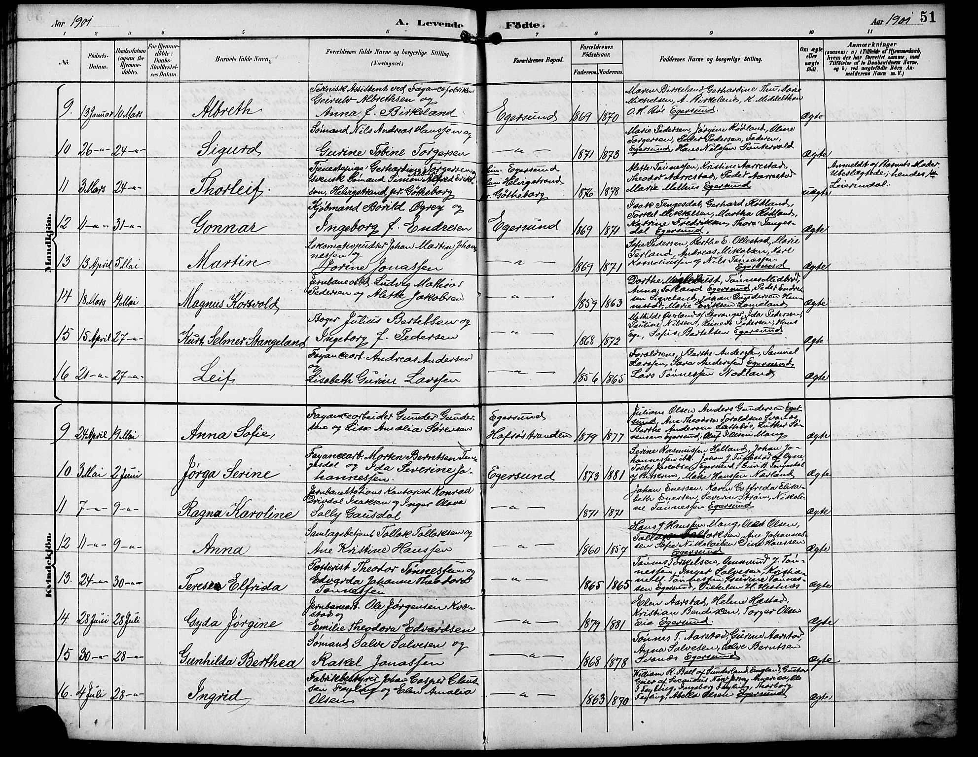 Eigersund sokneprestkontor, AV/SAST-A-101807/S09/L0010: Parish register (copy) no. B 10, 1893-1907, p. 51