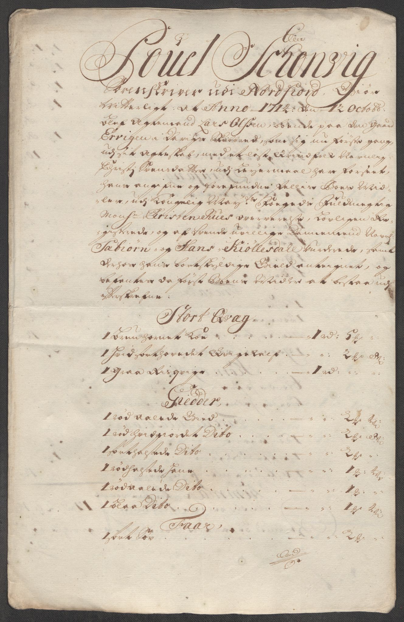 Rentekammeret inntil 1814, Reviderte regnskaper, Fogderegnskap, AV/RA-EA-4092/R53/L3438: Fogderegnskap Sunn- og Nordfjord, 1714, p. 314