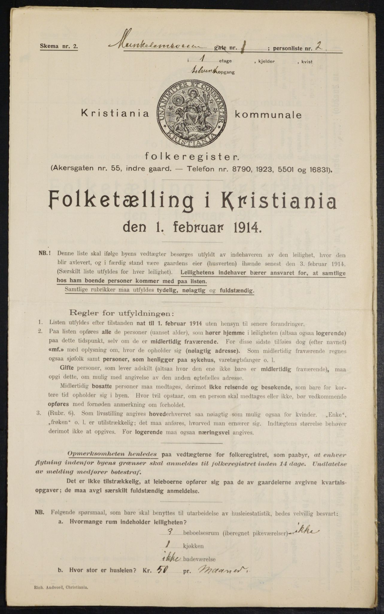 OBA, Municipal Census 1914 for Kristiania, 1914, p. 66690