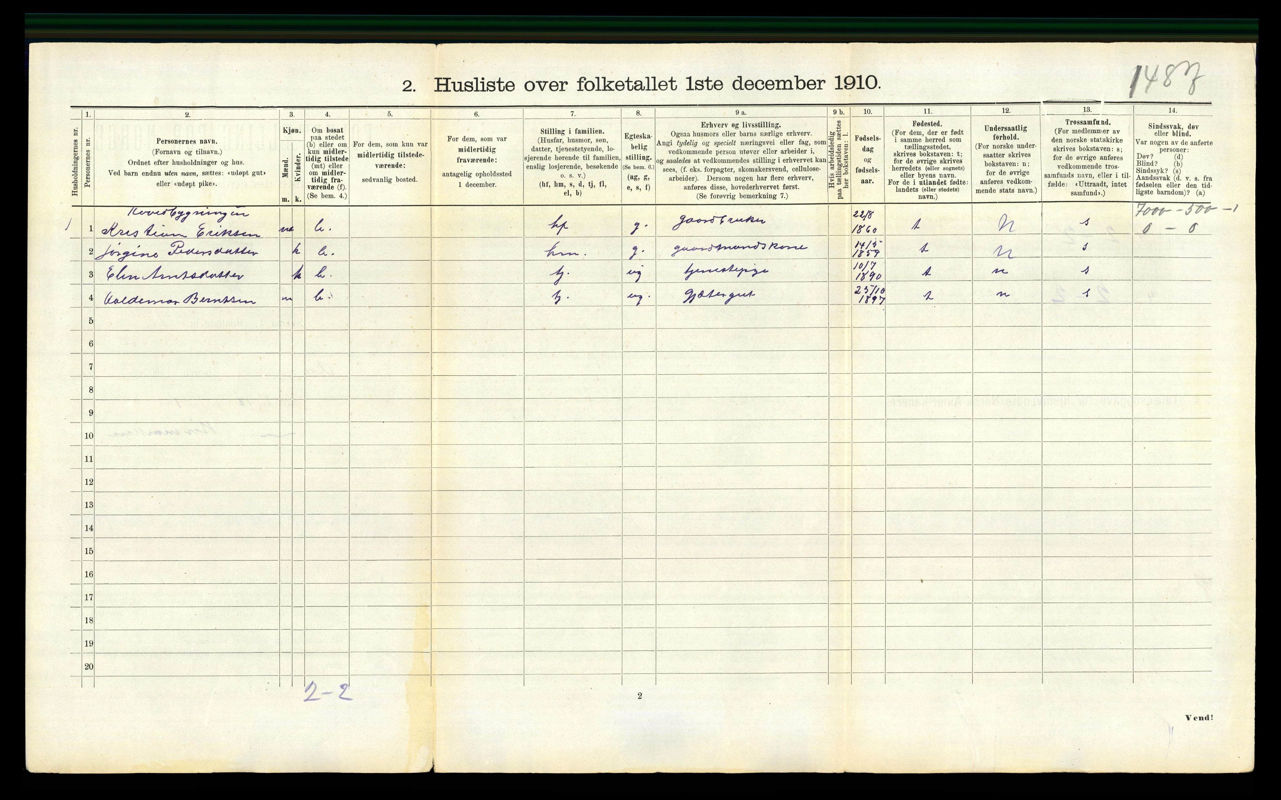 RA, 1910 census for Aa, 1910, p. 199