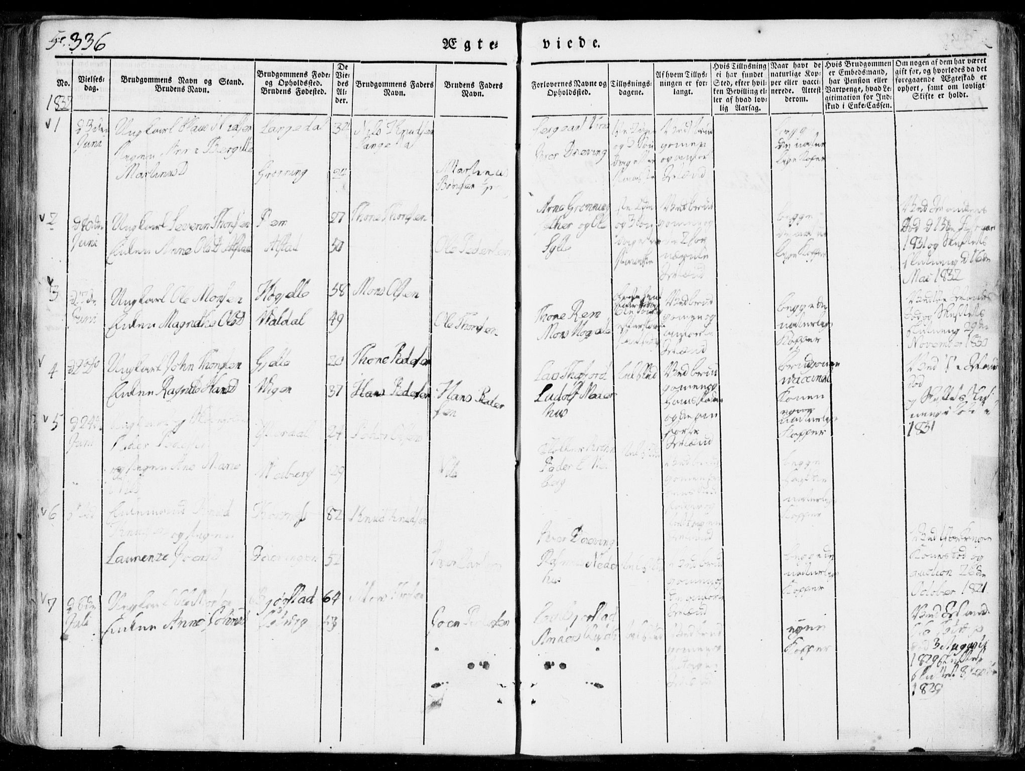 Ministerialprotokoller, klokkerbøker og fødselsregistre - Møre og Romsdal, AV/SAT-A-1454/519/L0248: Parish register (official) no. 519A07, 1829-1860, p. 336