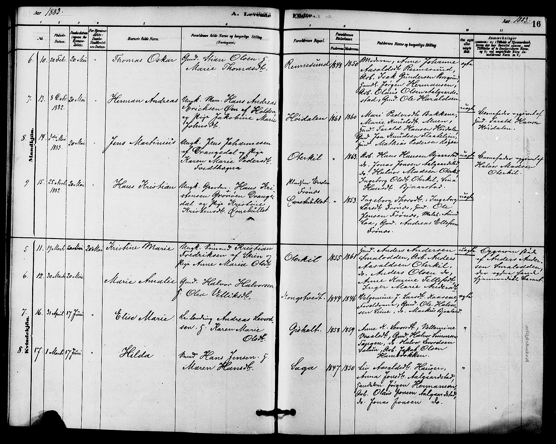 Solum kirkebøker, SAKO/A-306/F/Fc/L0001: Parish register (official) no. III 1, 1877-1891, p. 16