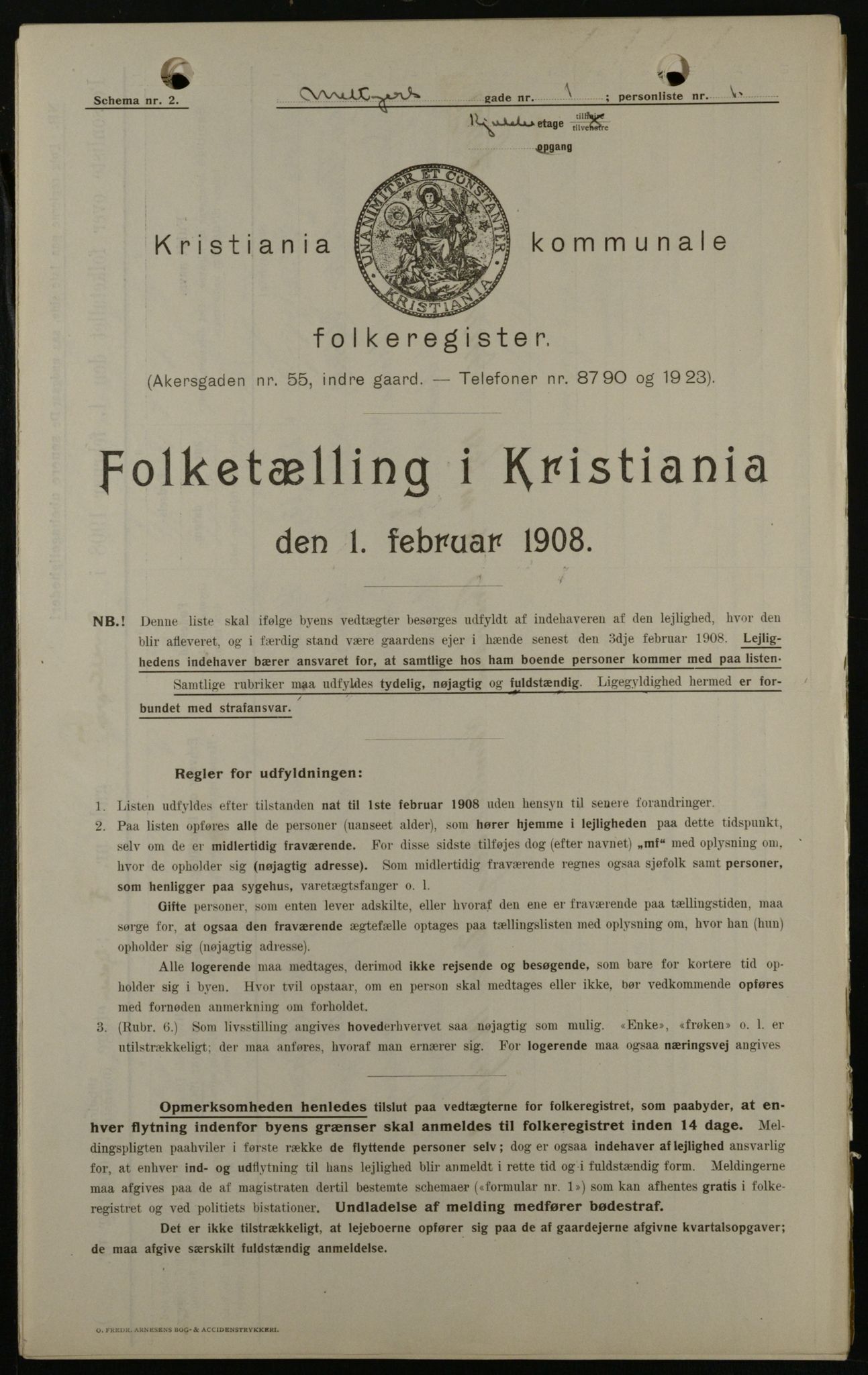 OBA, Municipal Census 1908 for Kristiania, 1908, p. 58392