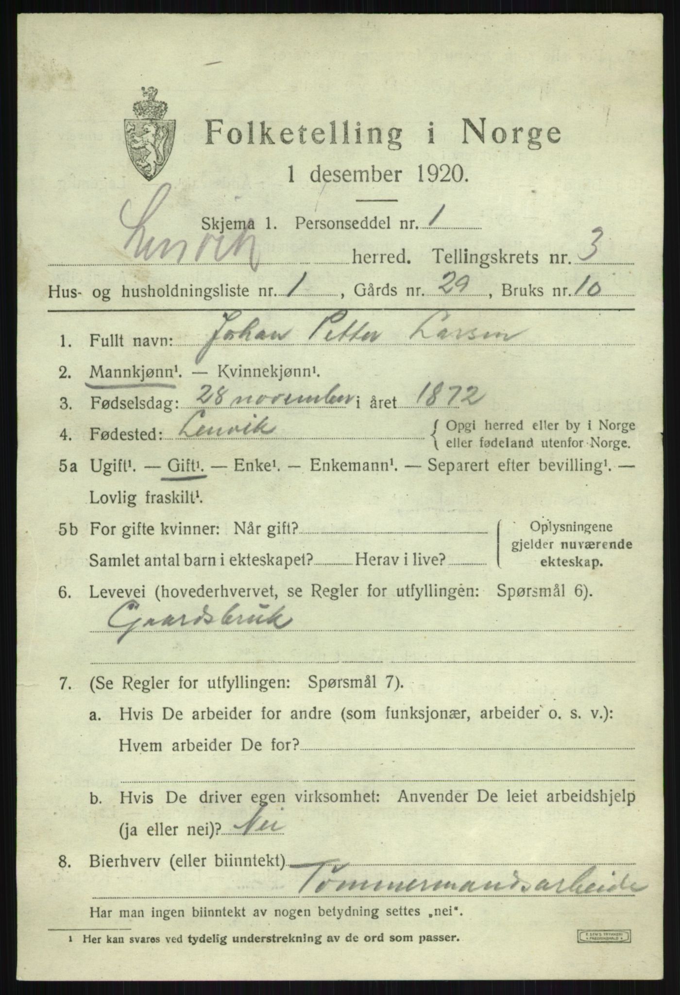 SATØ, 1920 census for Lenvik, 1920, p. 4650