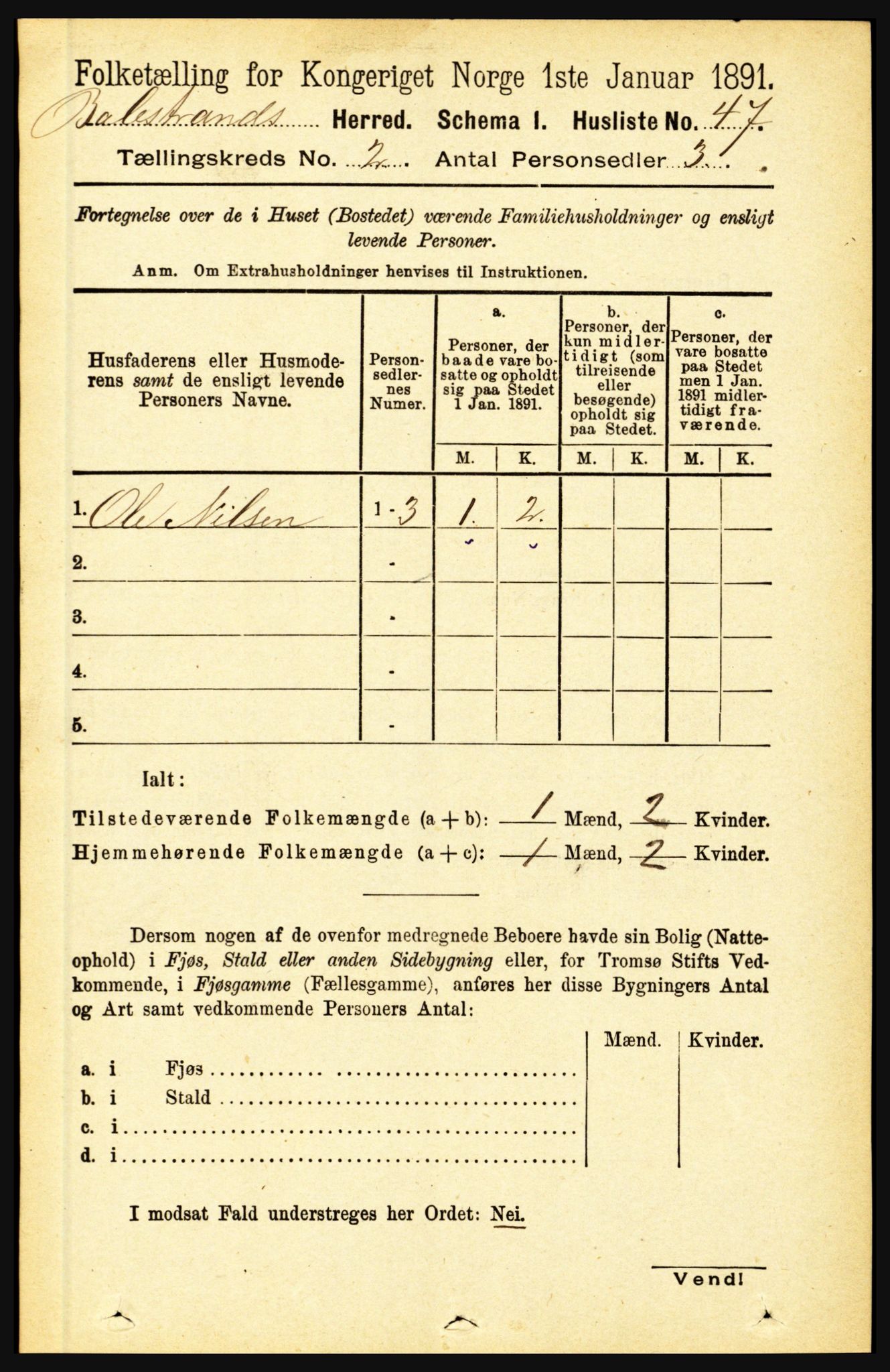 RA, 1891 census for 1418 Balestrand, 1891, p. 268