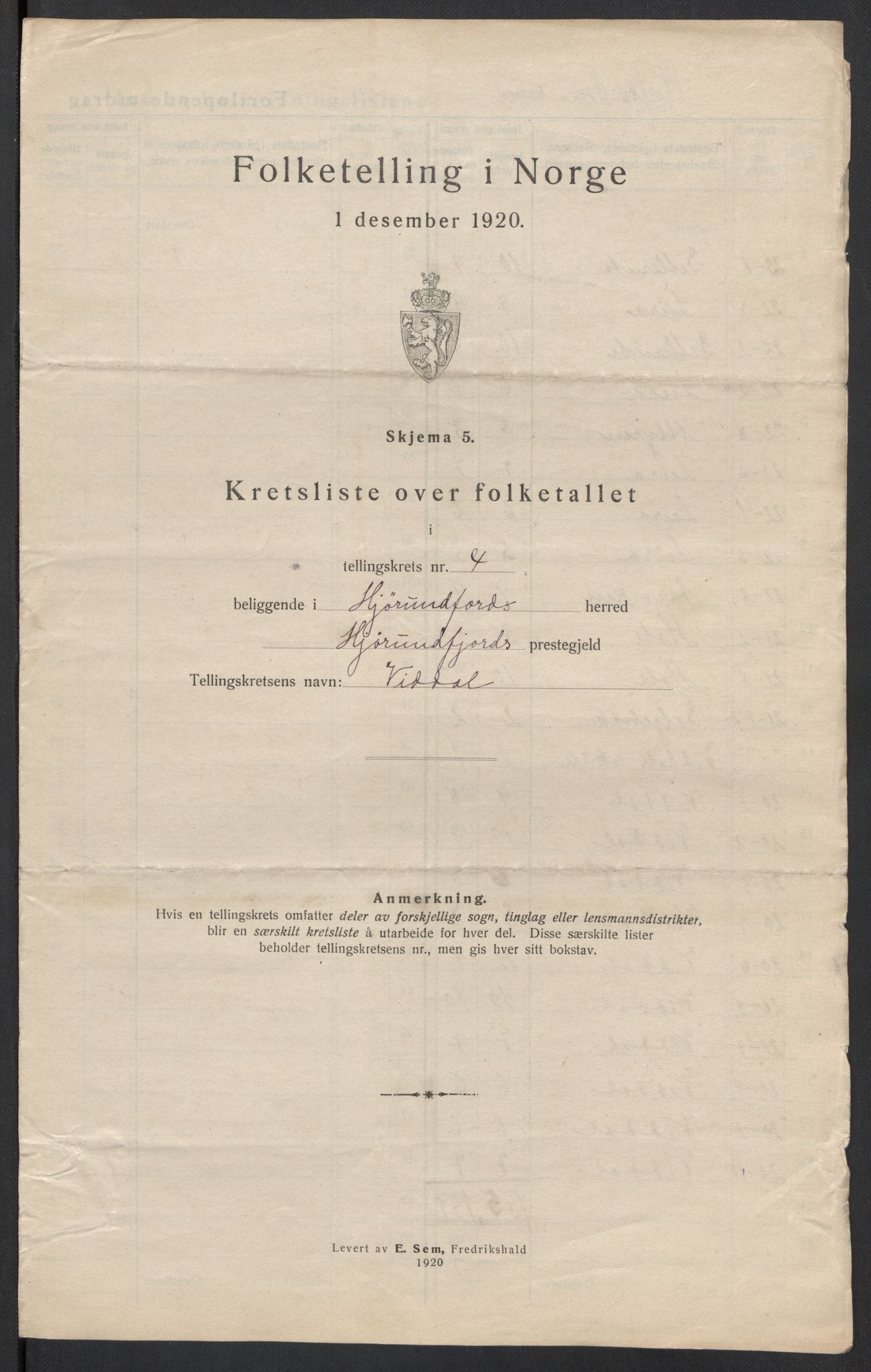 SAT, 1920 census for Hjørundfjord, 1920, p. 16