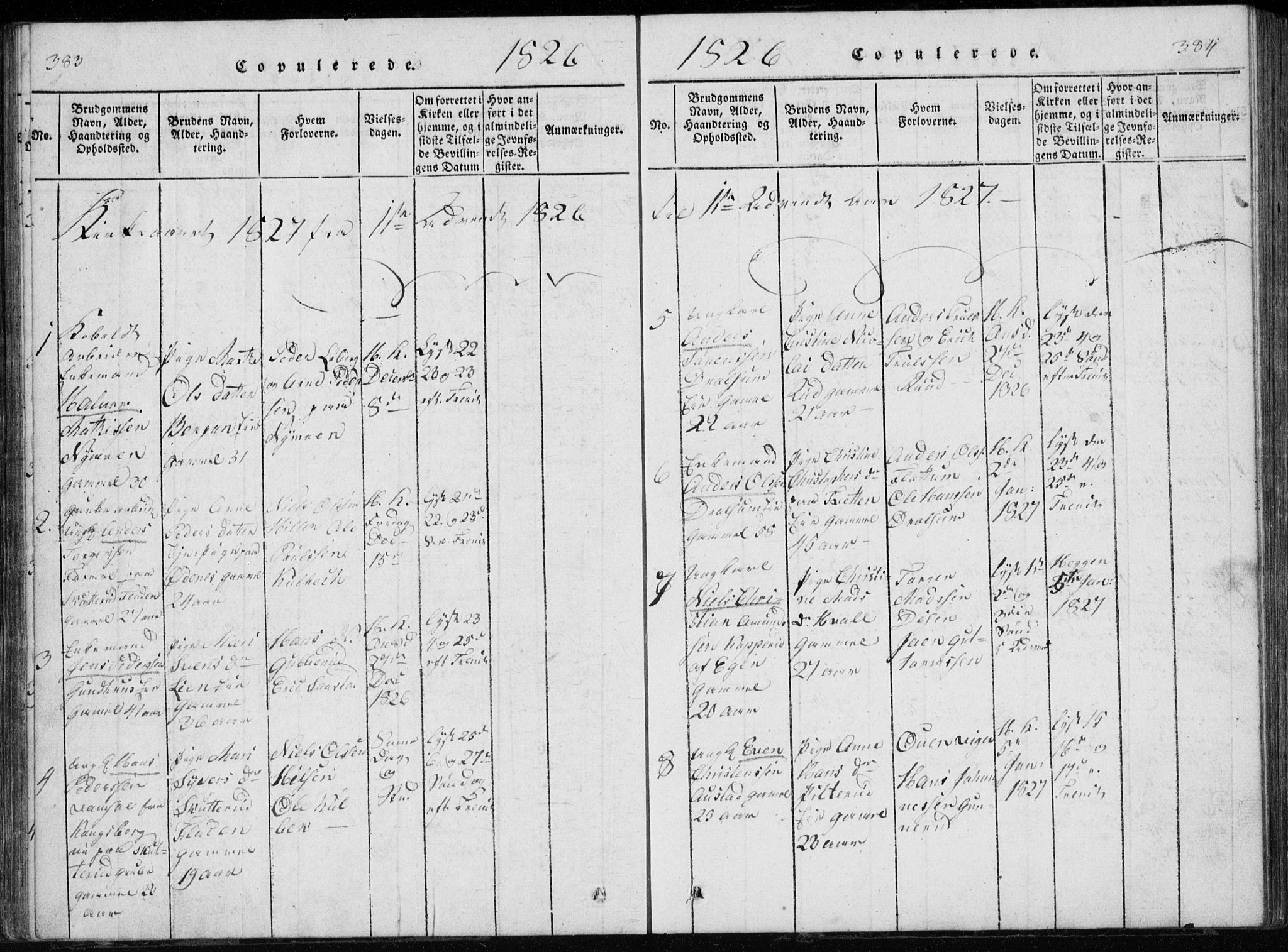 Modum kirkebøker, AV/SAKO-A-234/G/Ga/L0002: Parish register (copy) no. I 2, 1824-1832, p. 383-384