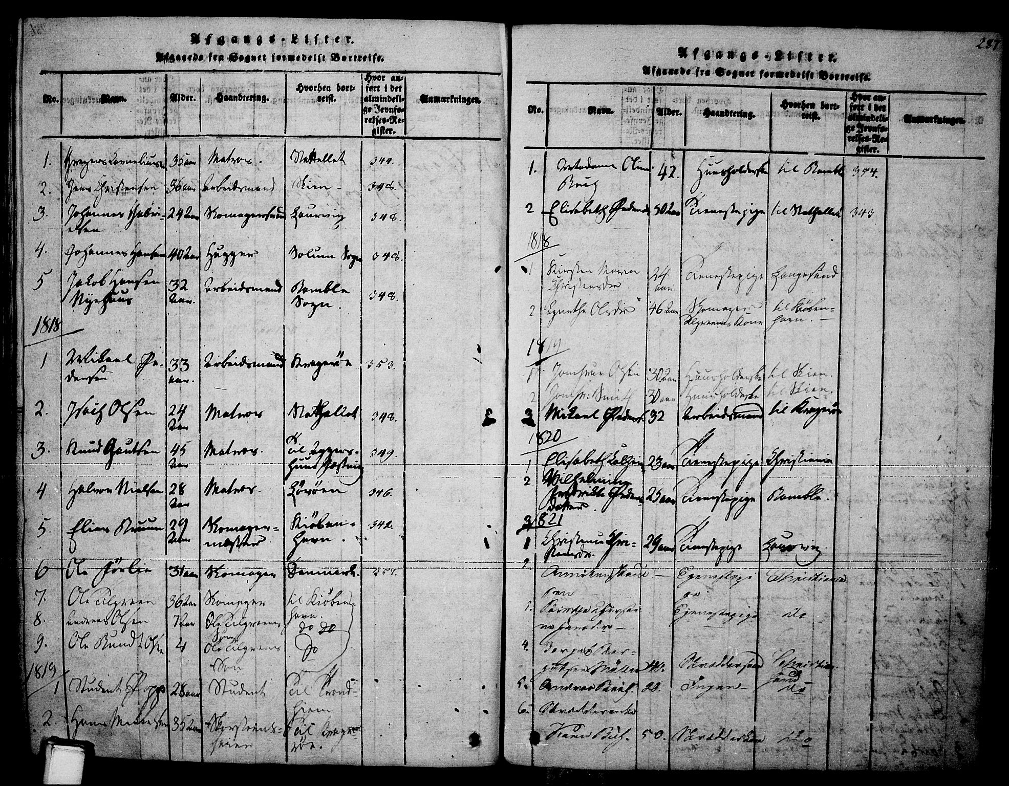 Brevik kirkebøker, SAKO/A-255/F/Fa/L0004: Parish register (official) no. 4, 1814-1846, p. 287