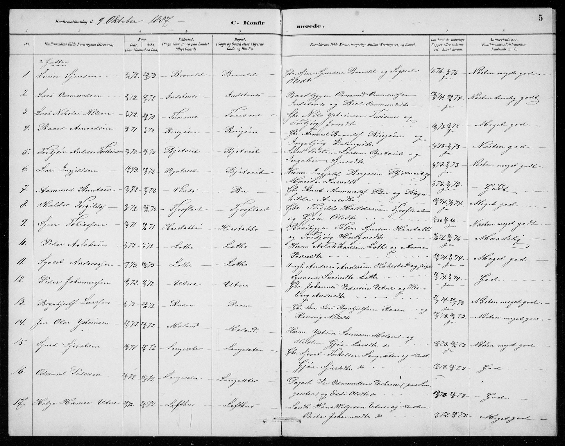 Ullensvang sokneprestembete, SAB/A-78701/H/Hab: Parish register (copy) no. E  8, 1887-1923, p. 5