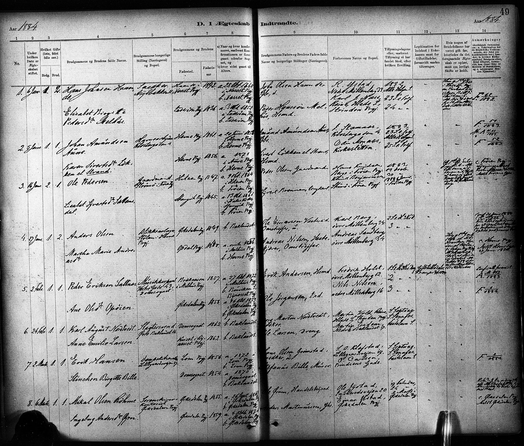 Ministerialprotokoller, klokkerbøker og fødselsregistre - Sør-Trøndelag, SAT/A-1456/604/L0189: Parish register (official) no. 604A10, 1878-1892, p. 49