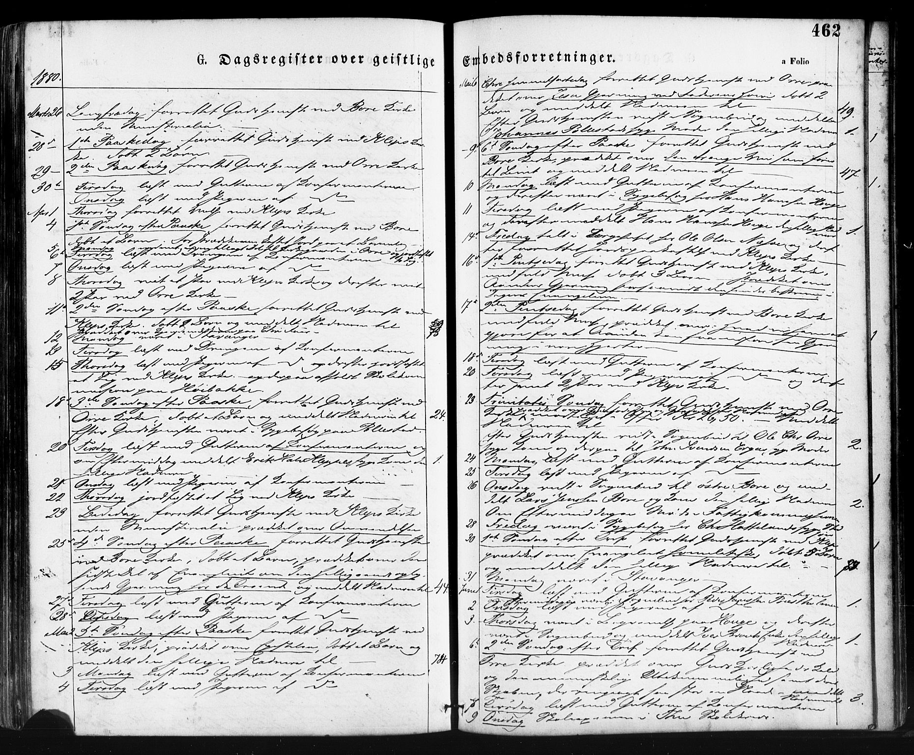 Klepp sokneprestkontor, AV/SAST-A-101803/001/3/30BA/L0006: Parish register (official) no. A 6, 1871-1885, p. 462