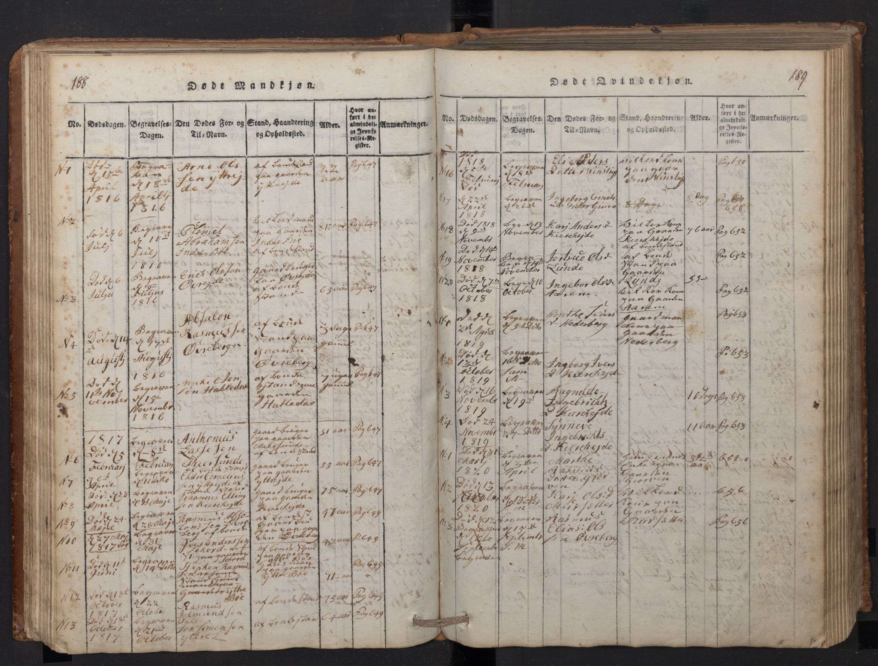 Stryn Sokneprestembete, SAB/A-82501: Parish register (copy) no. A 1, 1816-1844, p. 188-189