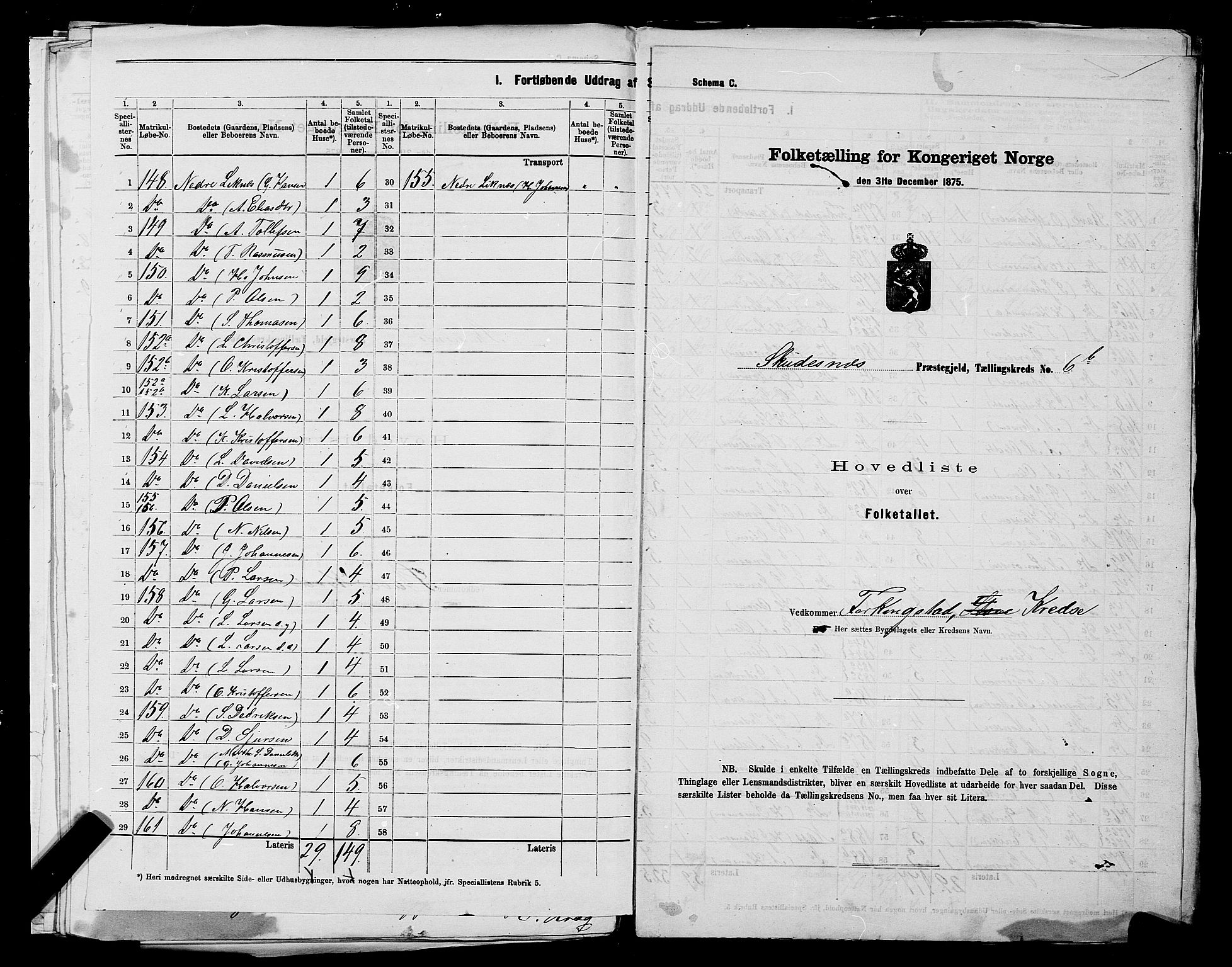 SAST, 1875 census for 1150L Skudenes/Falnes, Åkra og Ferkingstad, 1875, p. 20