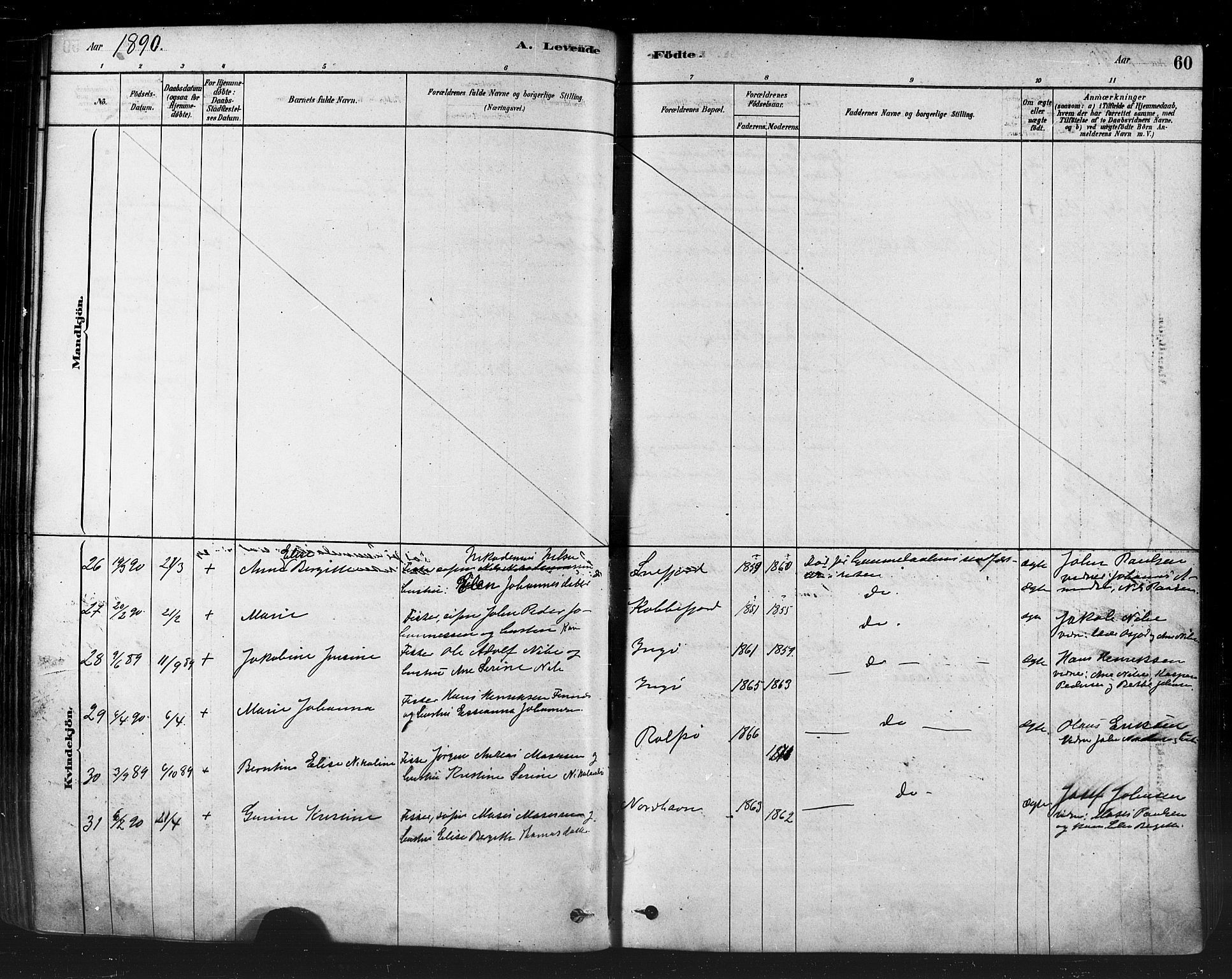 Måsøy sokneprestkontor, AV/SATØ-S-1348/H/Ha/L0004kirke: Parish register (official) no. 4, 1878-1891, p. 60