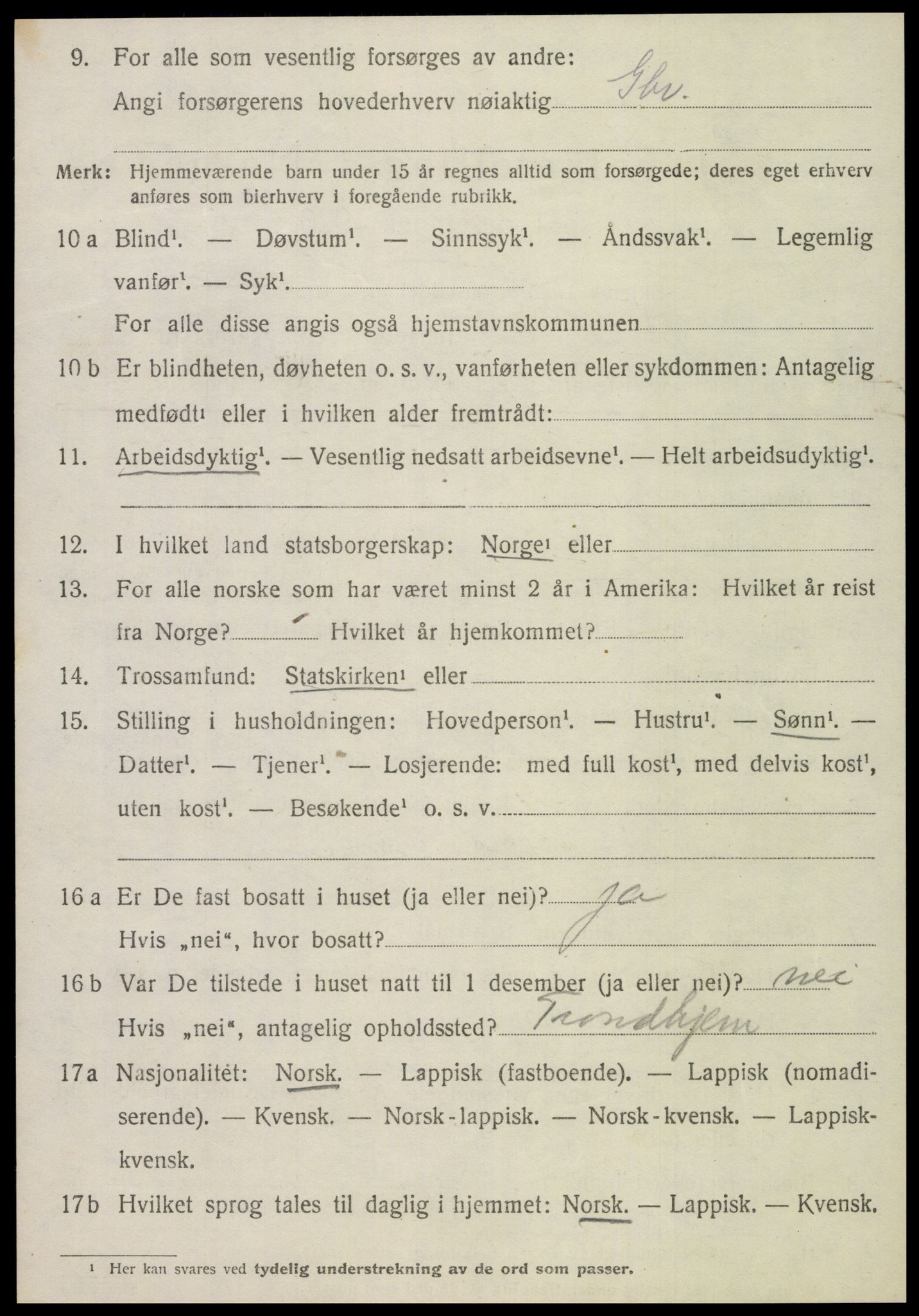 SAT, 1920 census for Klinga, 1920, p. 2392