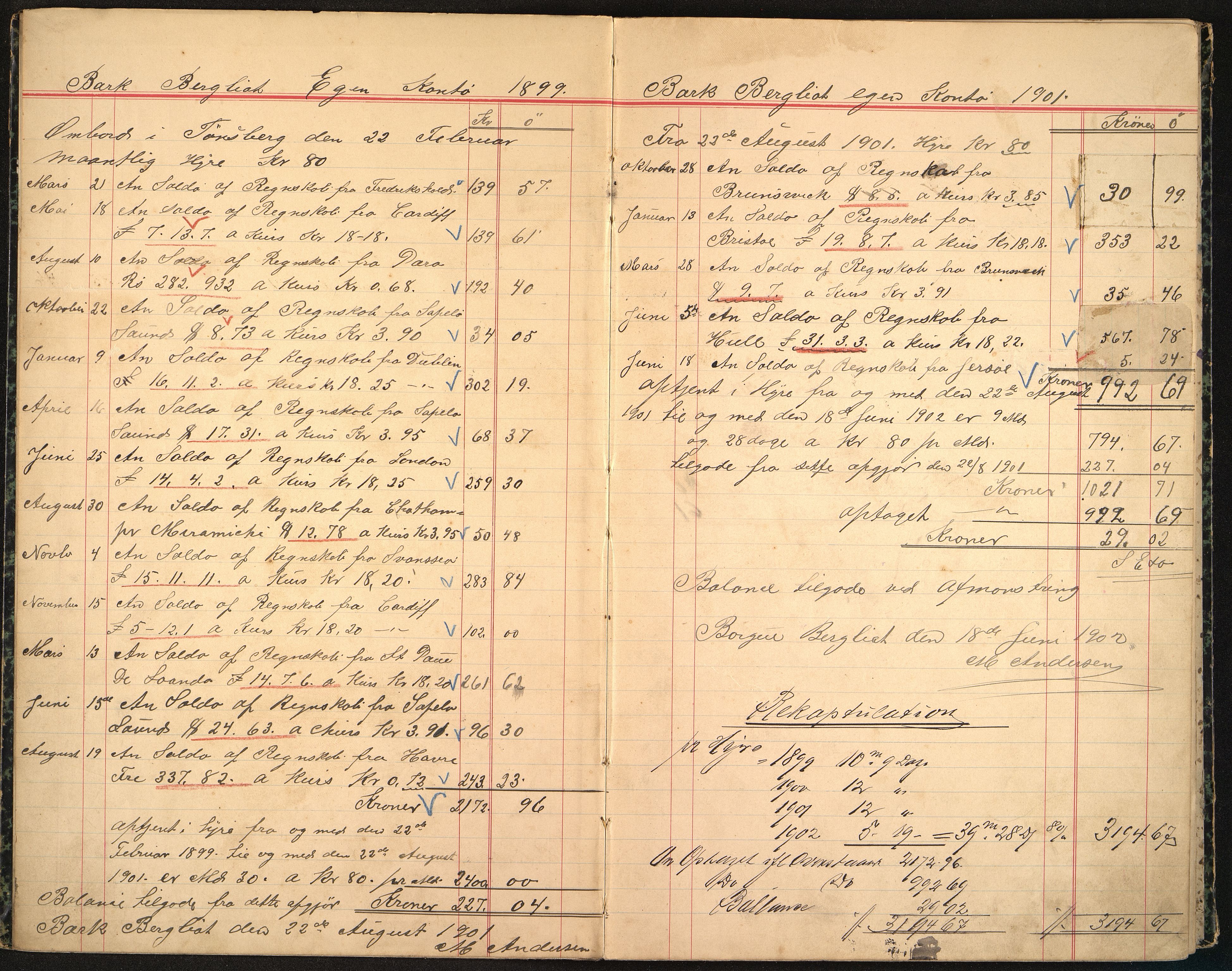 Andersen, M. Kaptein, VEMU/VFA-A-1140/R/L0003: Regnskapsjournal - mannskapsavregninger, 1897-1902
