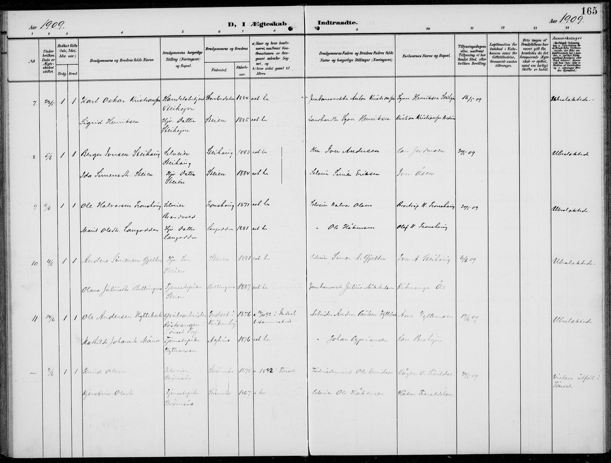 Alvdal prestekontor, AV/SAH-PREST-060/H/Ha/Haa/L0004: Parish register (official) no. 4, 1907-1919, p. 166