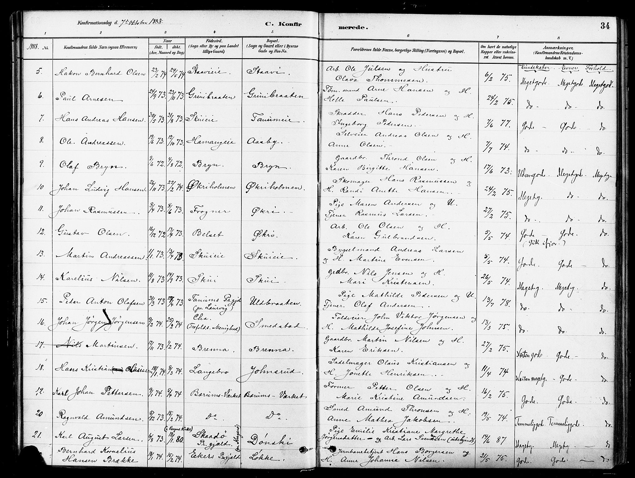Asker prestekontor Kirkebøker, AV/SAO-A-10256a/F/Fb/L0002: Parish register (official) no. II 2, 1879-1921, p. 34