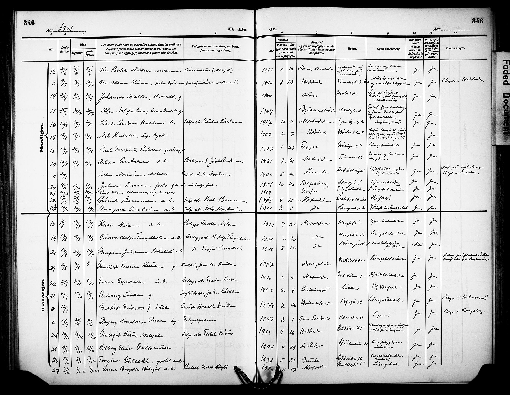 Notodden kirkebøker, AV/SAKO-A-290/G/Ga/L0001: Parish register (copy) no. 1, 1912-1923, p. 346