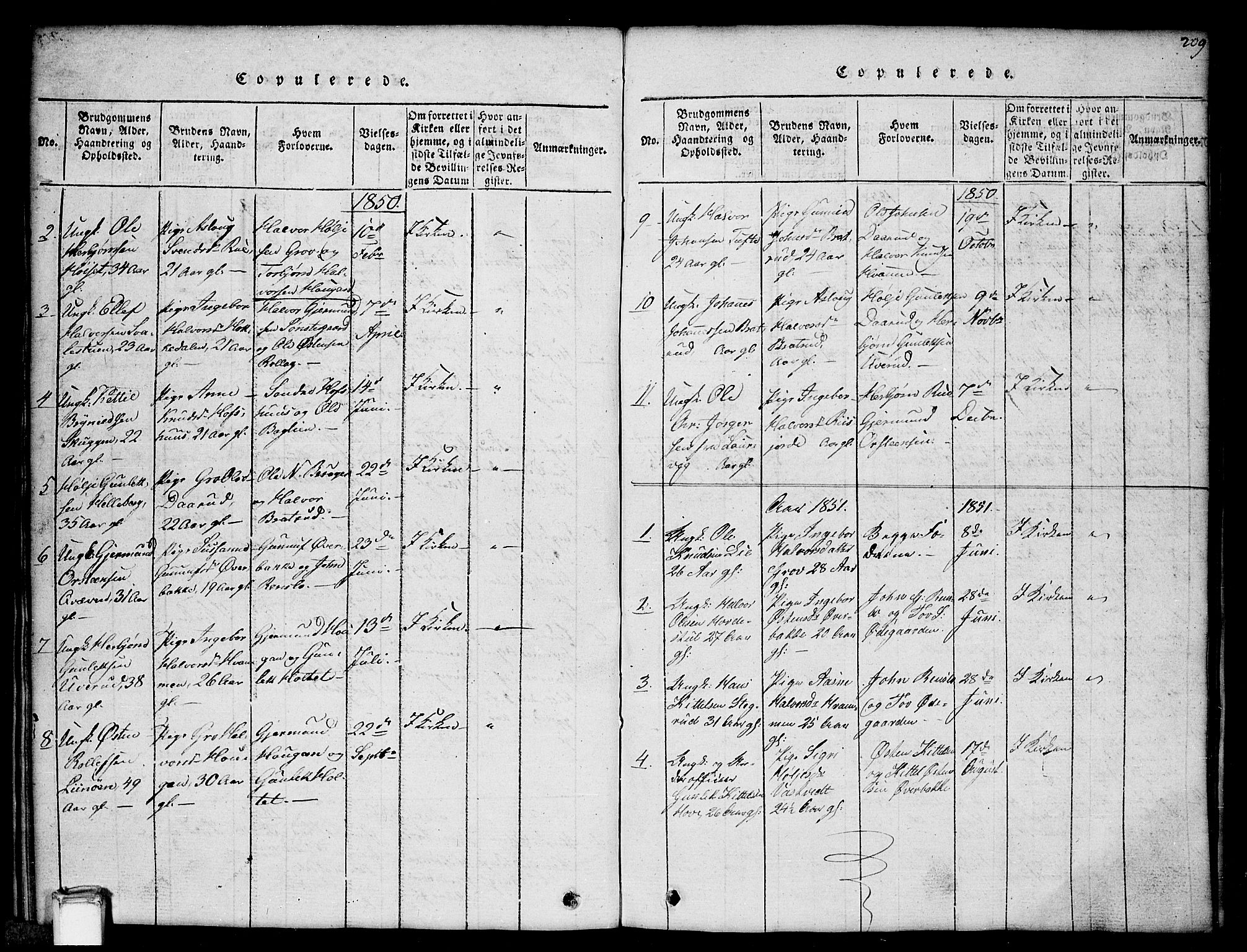 Gransherad kirkebøker, SAKO/A-267/G/Gb/L0001: Parish register (copy) no. II 1, 1815-1860, p. 209