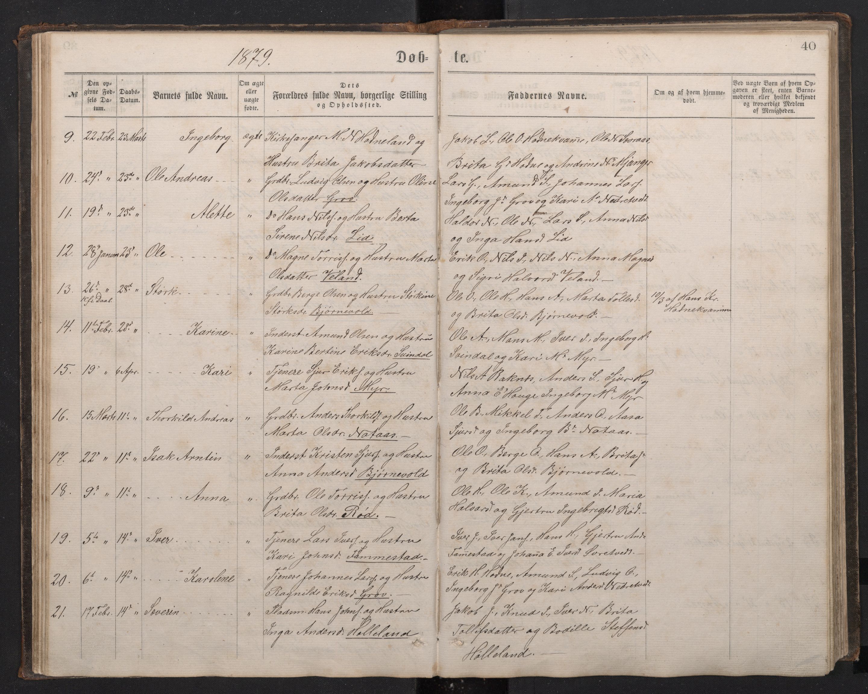Lindås Sokneprestembete, SAB/A-76701/H/Hab: Parish register (copy) no. E 2, 1867-1892, p. 39b-40a