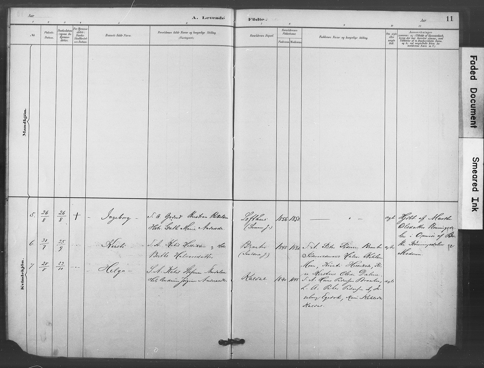 Kongsberg kirkebøker, AV/SAKO-A-22/F/Fc/L0001: Parish register (official) no. III 1, 1883-1897, p. 11