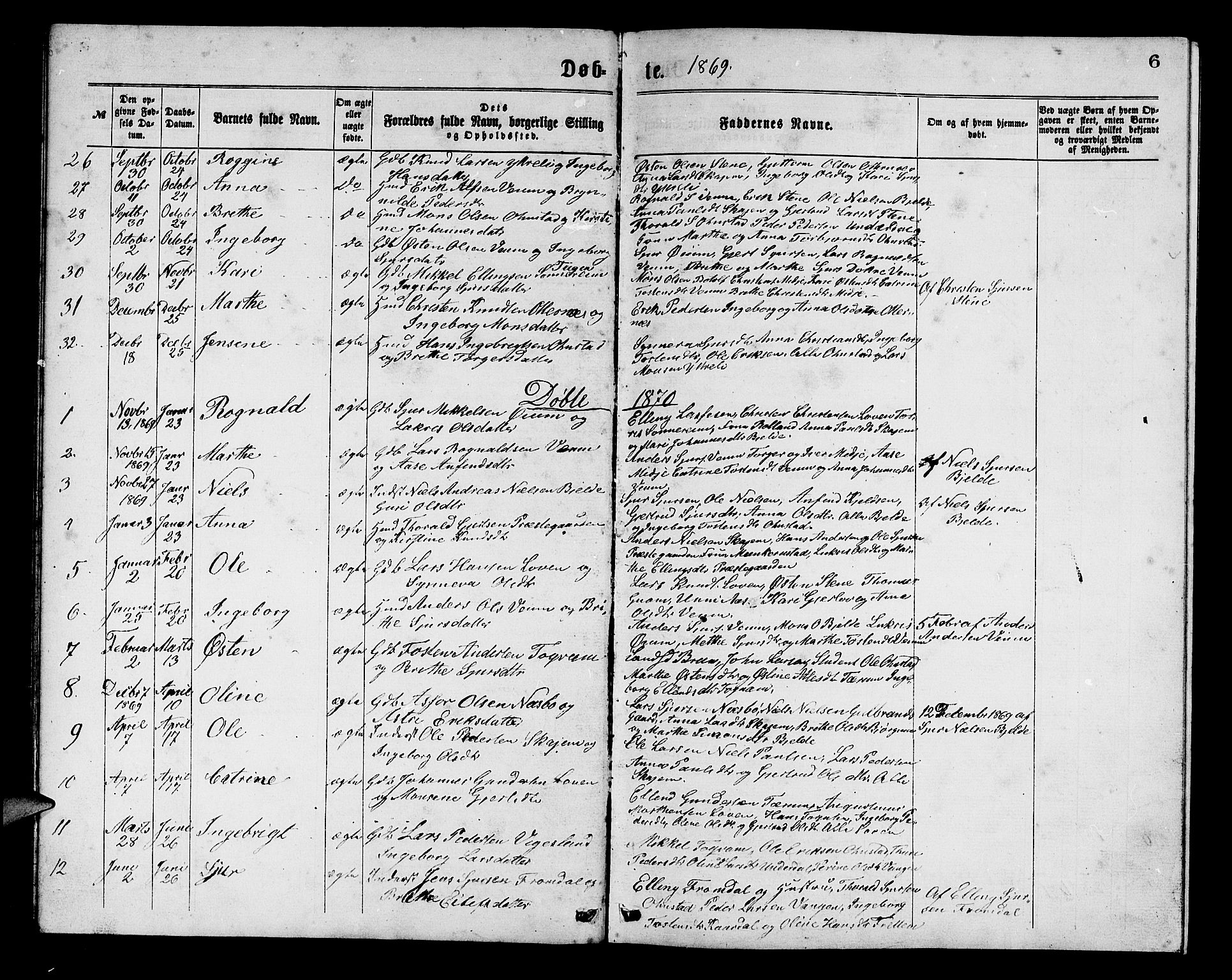 Aurland sokneprestembete, SAB/A-99937/H/Hb/Hba/L0001: Parish register (copy) no. A 1, 1868-1881, p. 5