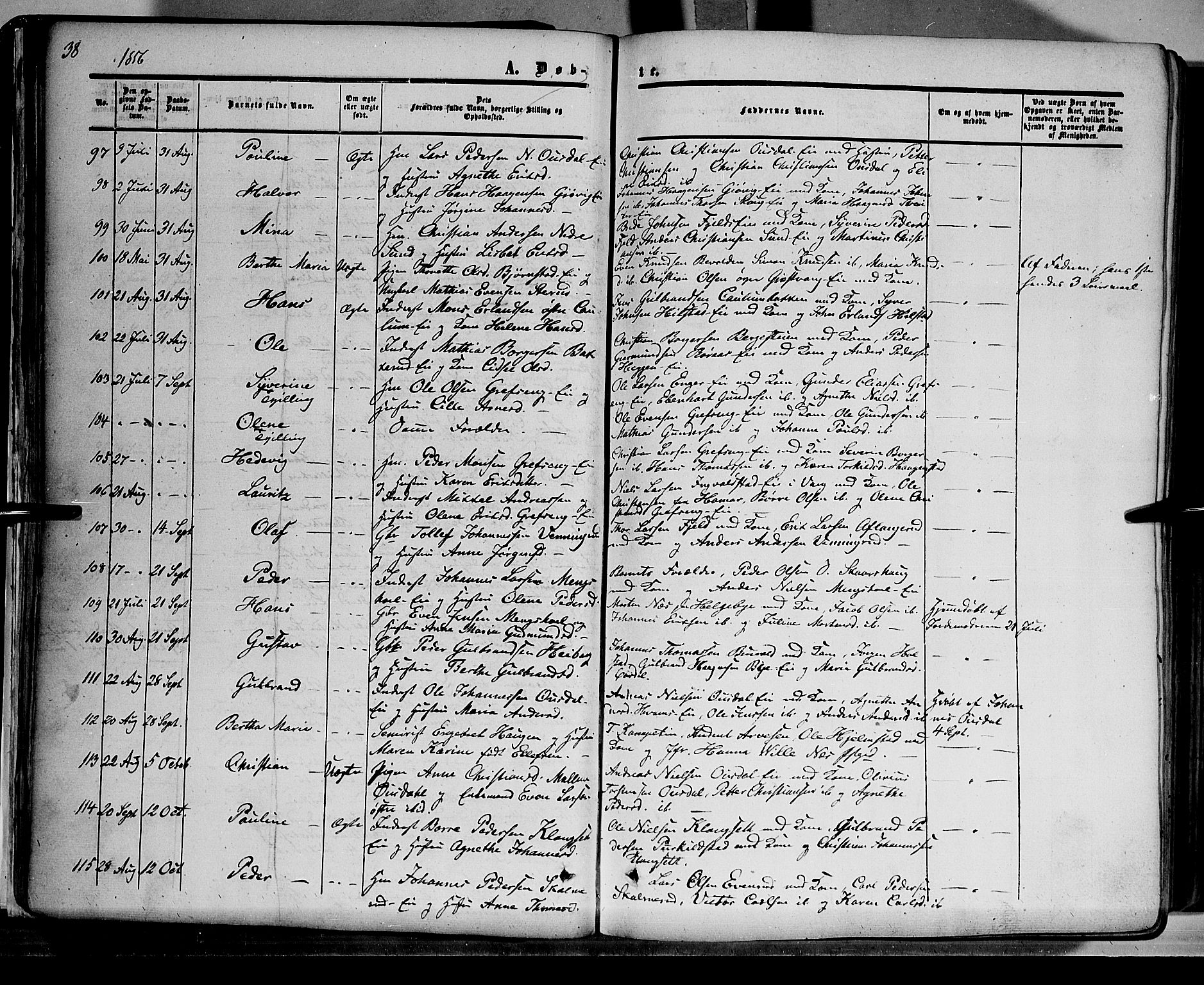 Nes prestekontor, Hedmark, AV/SAH-PREST-020/K/Ka/L0004: Parish register (official) no. 4, 1852-1886, p. 38