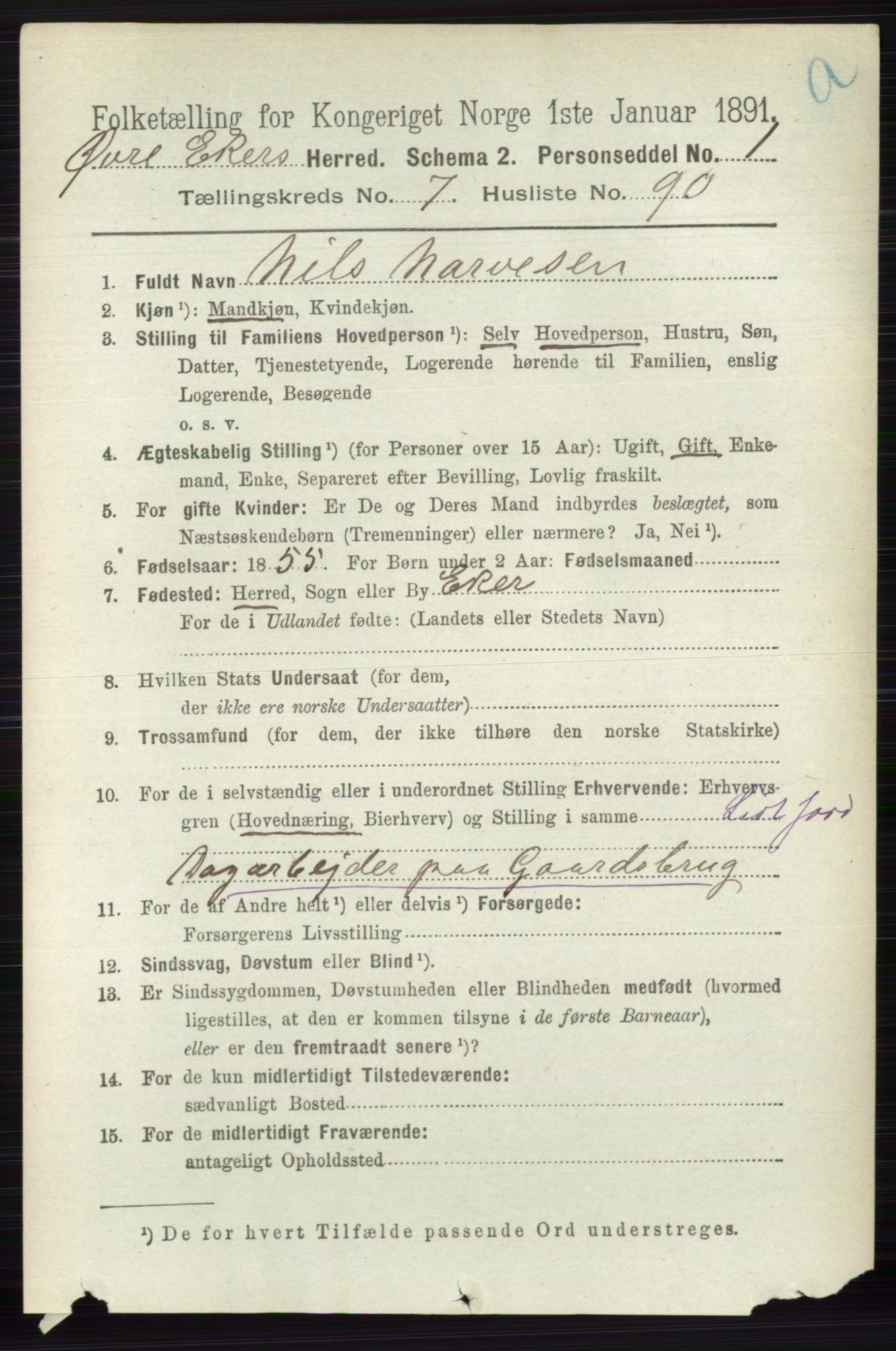 RA, 1891 census for 0624 Øvre Eiker, 1891, p. 3034