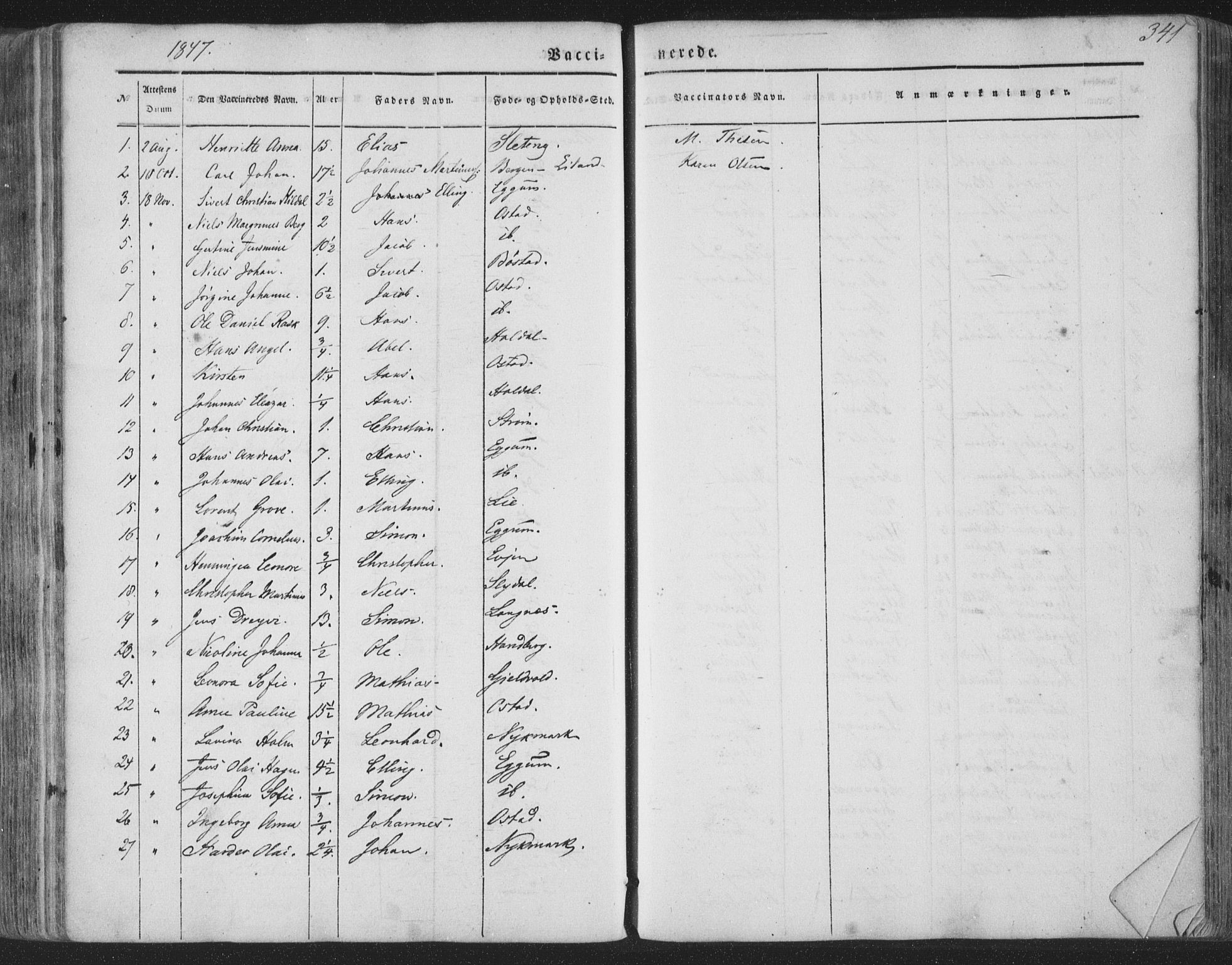 Ministerialprotokoller, klokkerbøker og fødselsregistre - Nordland, AV/SAT-A-1459/880/L1131: Parish register (official) no. 880A05, 1844-1868, p. 341