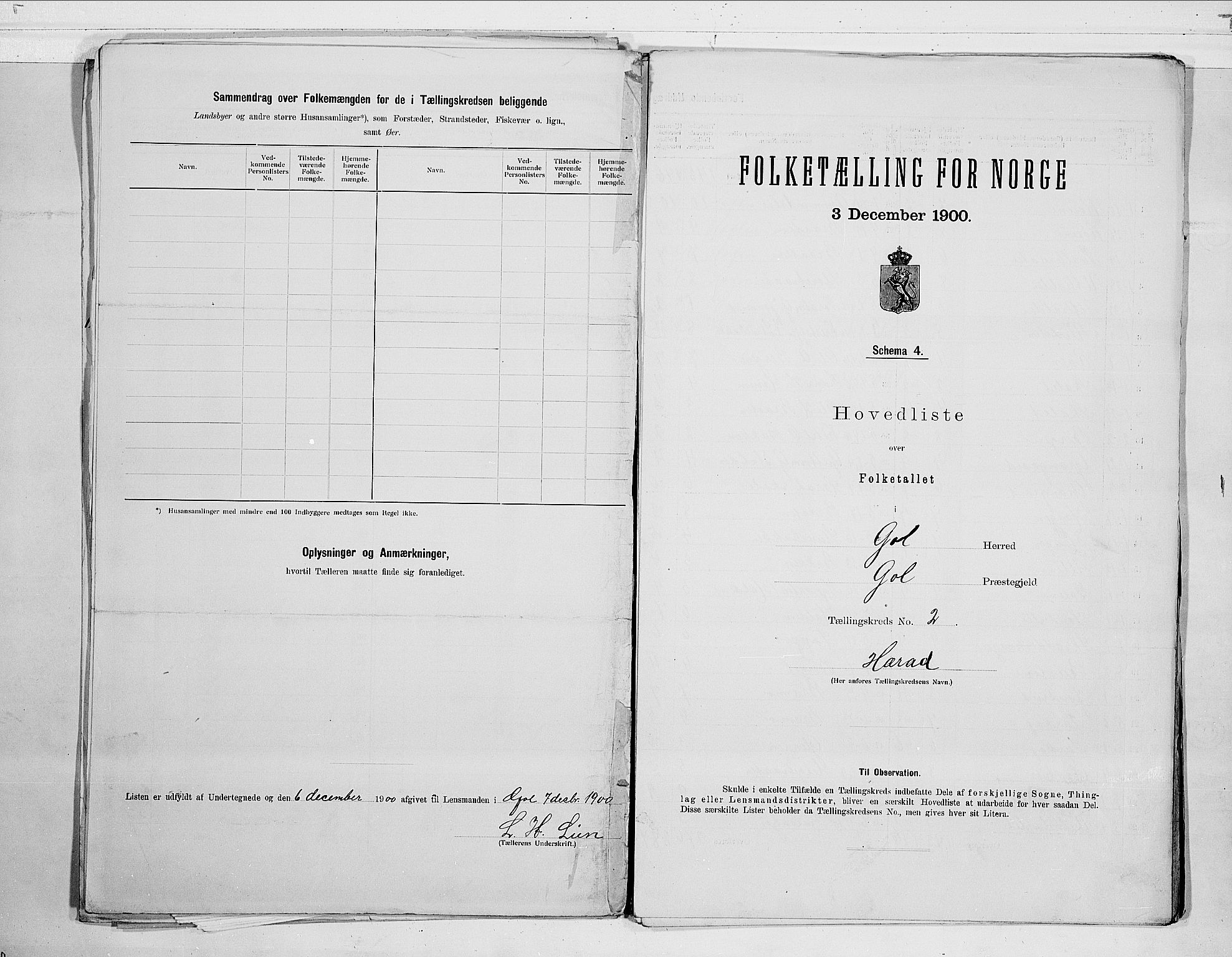 RA, 1900 census for Gol, 1900, p. 6