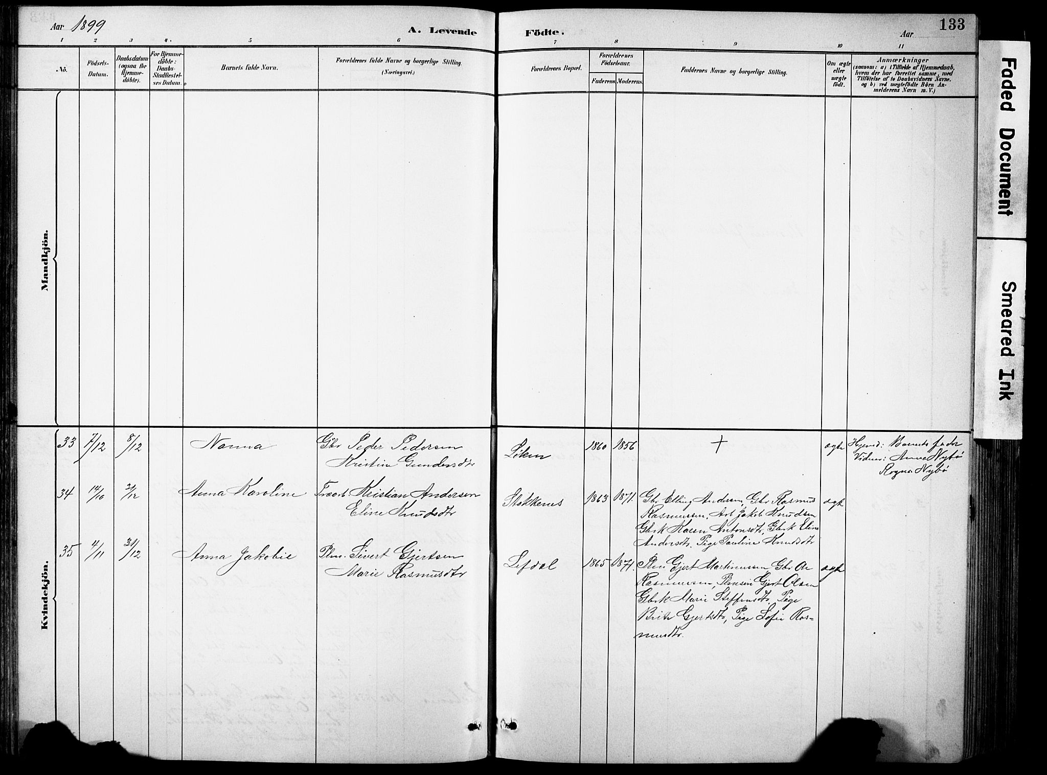 Eid sokneprestembete, AV/SAB-A-82301/H/Hab/Habb/L0002: Parish register (copy) no. B 2, 1882-1907, p. 133