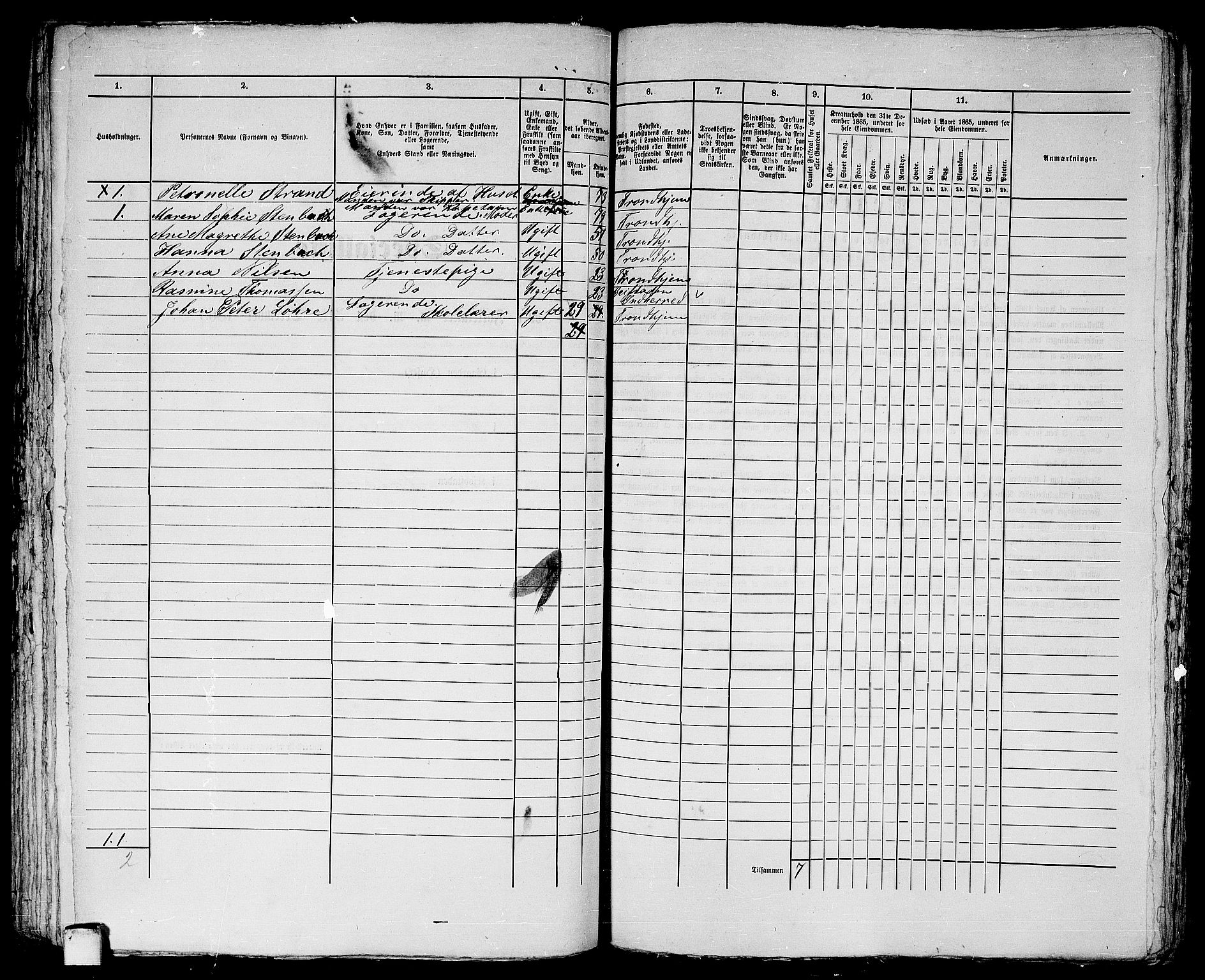 RA, 1865 census for Trondheim, 1865, p. 706