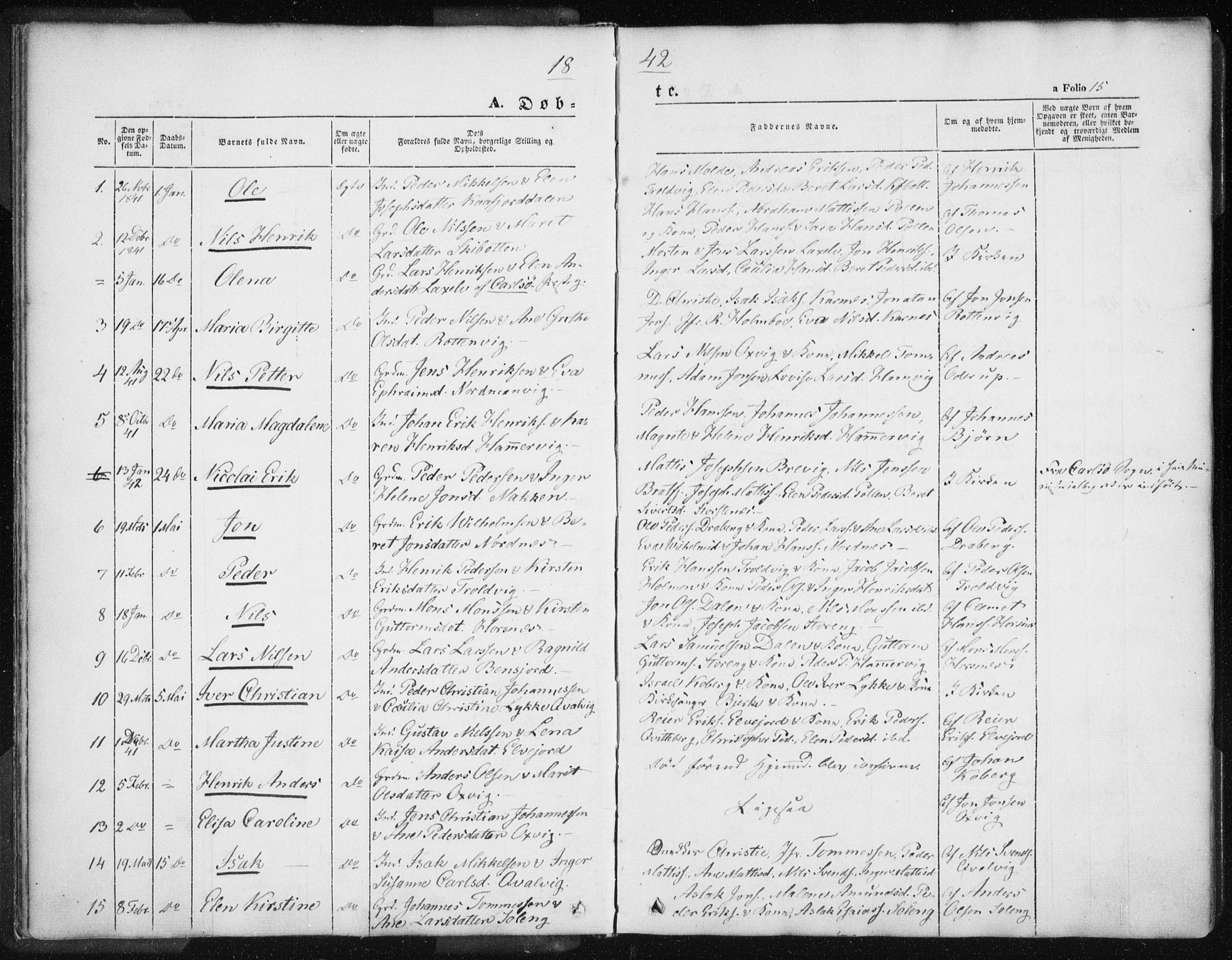 Lyngen sokneprestembete, SATØ/S-1289/H/He/Hea/L0004kirke: Parish register (official) no. 4, 1839-1858, p. 15