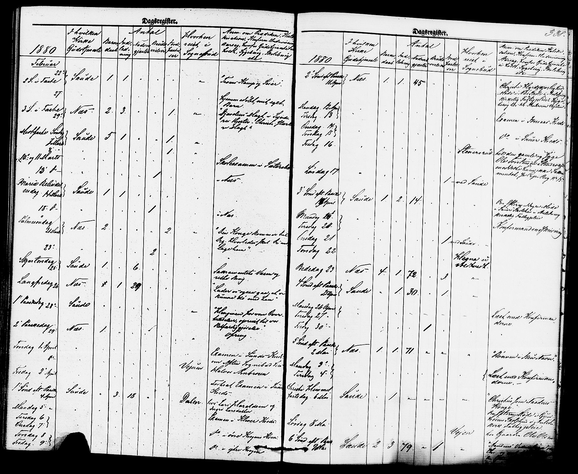 Sauherad kirkebøker, SAKO/A-298/F/Fa/L0008: Parish register (official) no. I 8, 1873-1886, p. 338