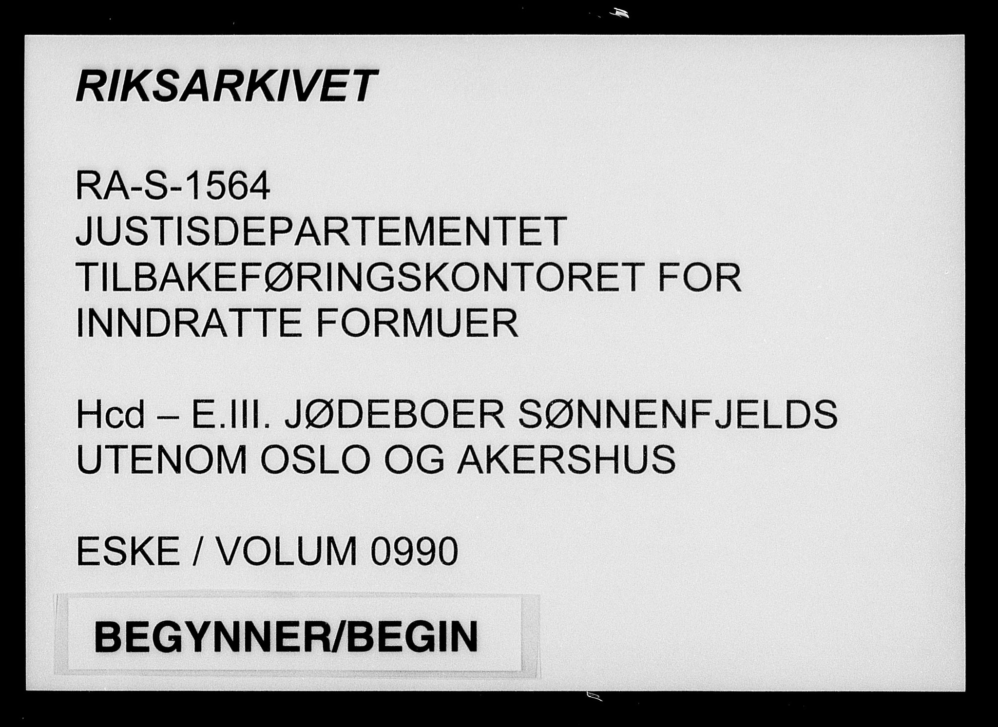 Justisdepartementet, Tilbakeføringskontoret for inndratte formuer, AV/RA-S-1564/H/Hc/Hcd/L0990: --, 1945-1947, p. 1