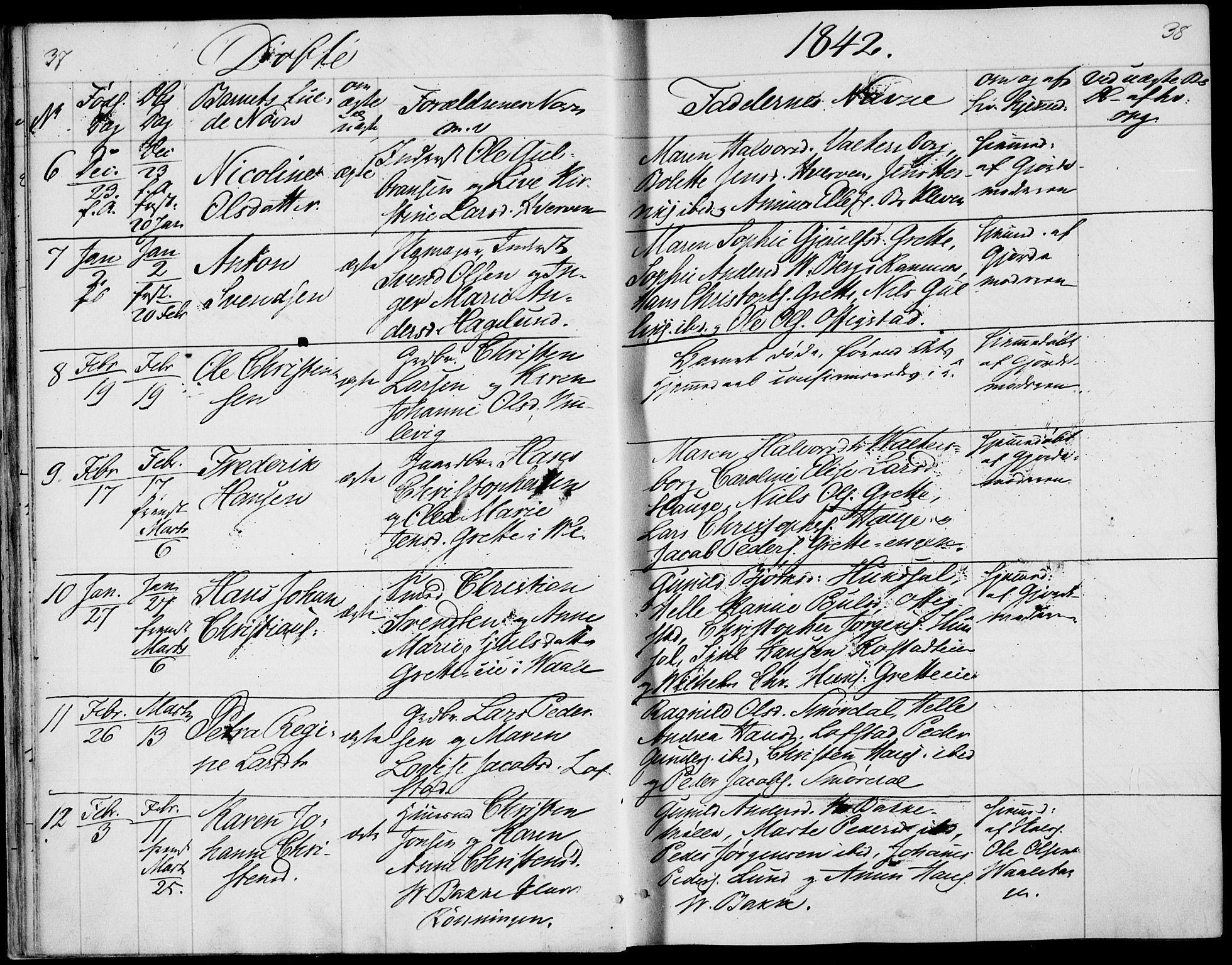 Våle kirkebøker, AV/SAKO-A-334/F/Fa/L0009a: Parish register (official) no. I 9A, 1839-1860, p. 37-38