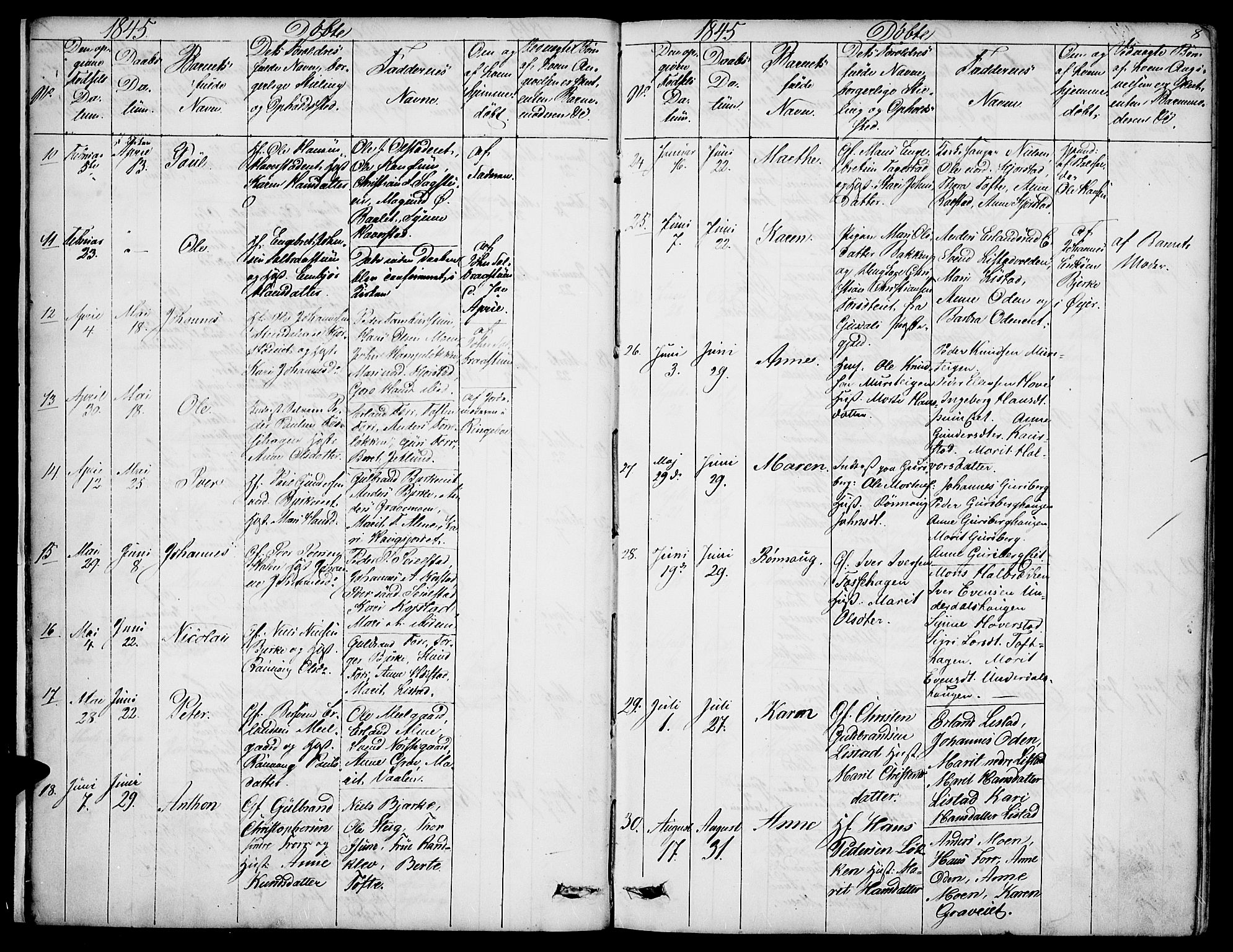 Sør-Fron prestekontor, SAH/PREST-010/H/Ha/Hab/L0001: Parish register (copy) no. 1, 1844-1863, p. 8