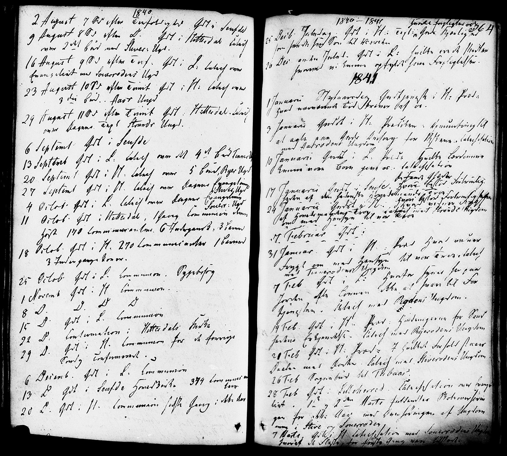 Heddal kirkebøker, SAKO/A-268/F/Fa/L0006: Parish register (official) no. I 6, 1837-1854, p. 364
