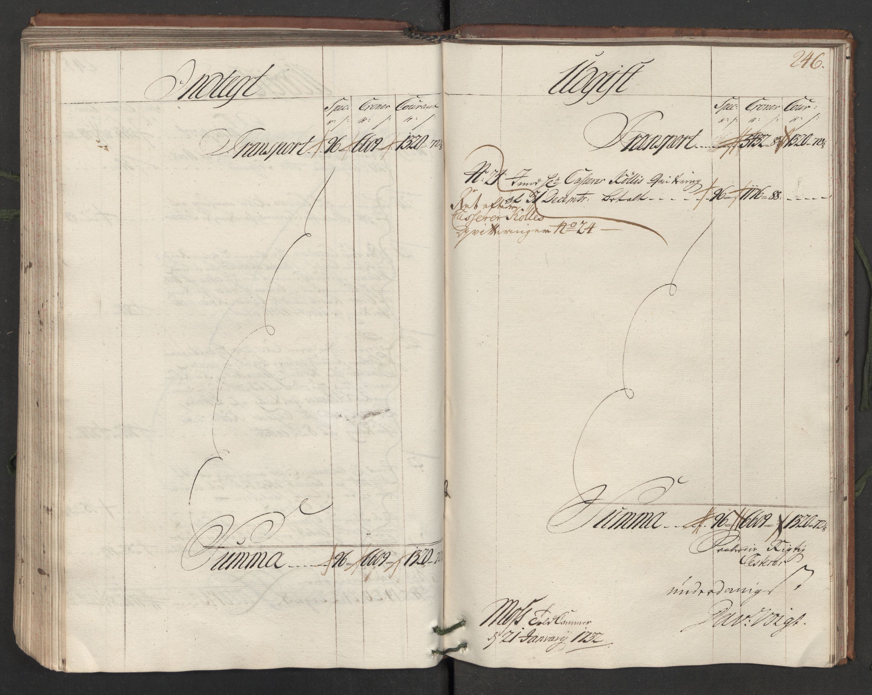 Generaltollkammeret, tollregnskaper, AV/RA-EA-5490/R05/L0012/0001: Tollregnskaper Moss, Son, Krokstad / Hovedtollbok, 1731, p. 245b-246a
