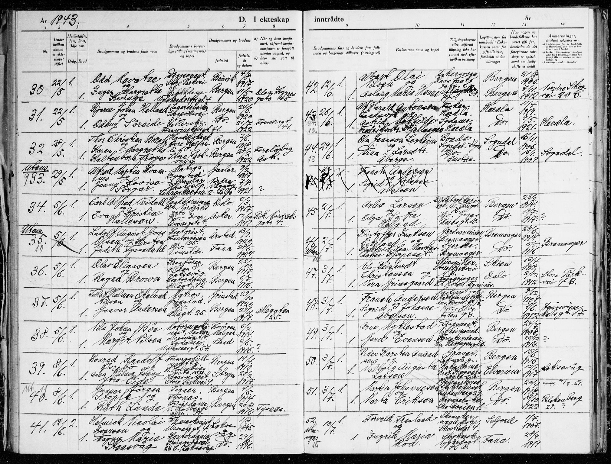 Johanneskirken sokneprestembete, AV/SAB-A-76001/H/Haa: Parish register (official) no. H 1, 1942-1945