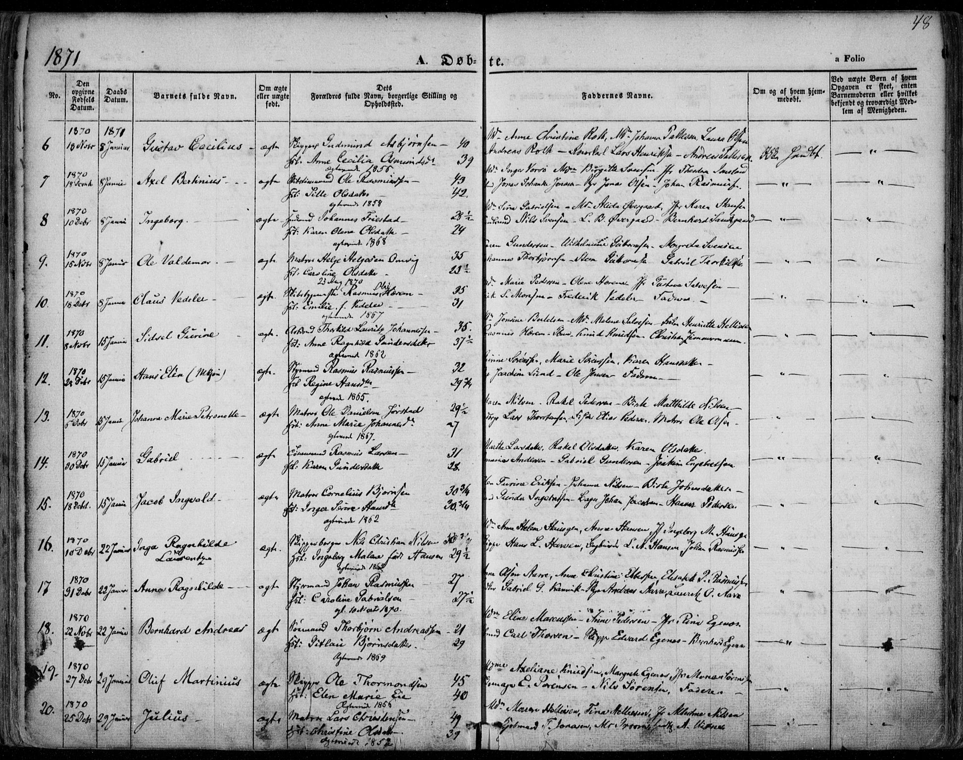Domkirken sokneprestkontor, SAST/A-101812/001/30/30BA/L0022: Parish register (official) no. A 21, 1868-1877, p. 48