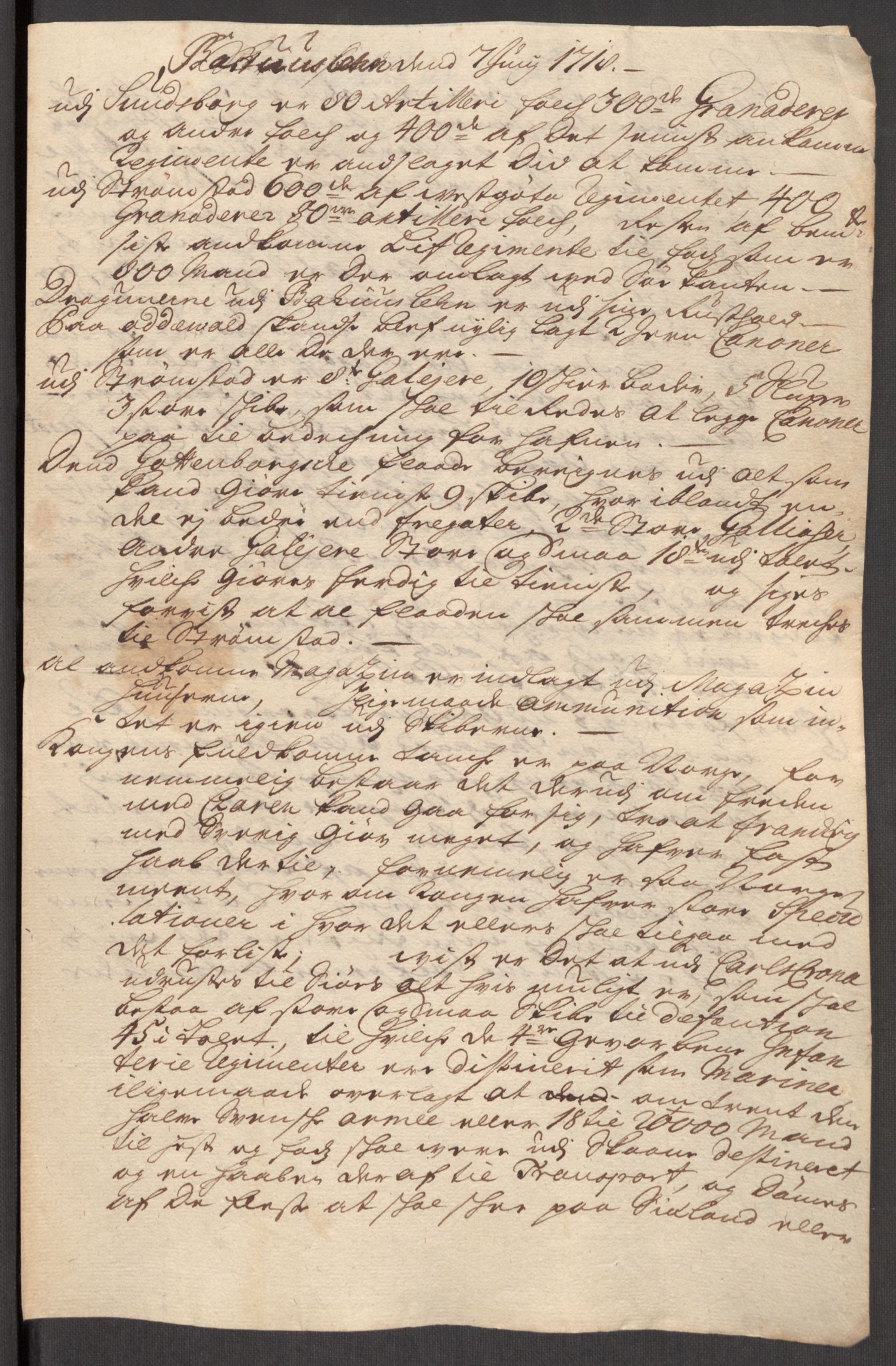 Kommanderende general (KG I) med Det norske krigsdirektorium, AV/RA-EA-5419/E/Eb/L0012: Kunnskap om fienden, kronologisk ordnet, 1718-1719, p. 12