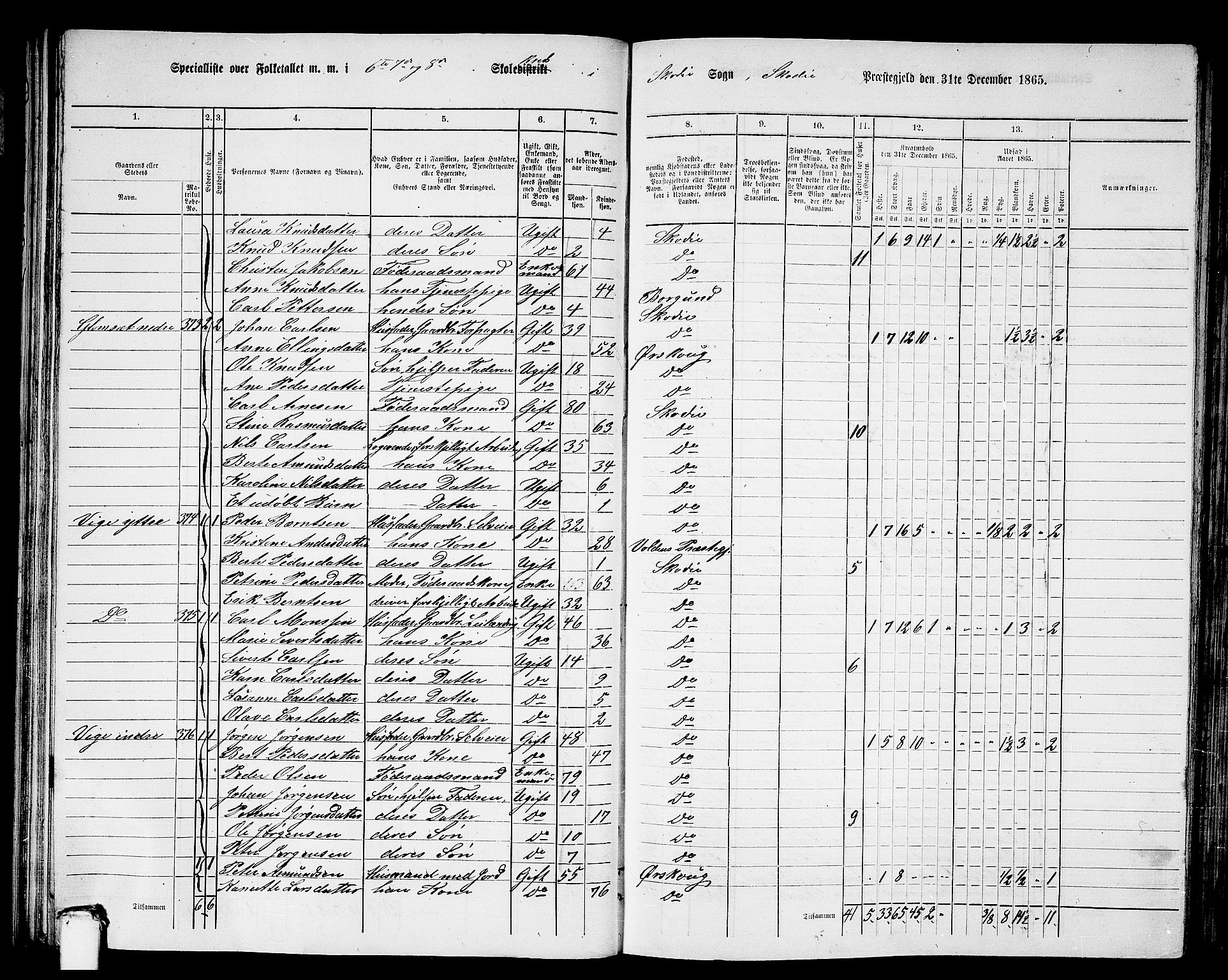 RA, 1865 census for Skodje, 1865, p. 49