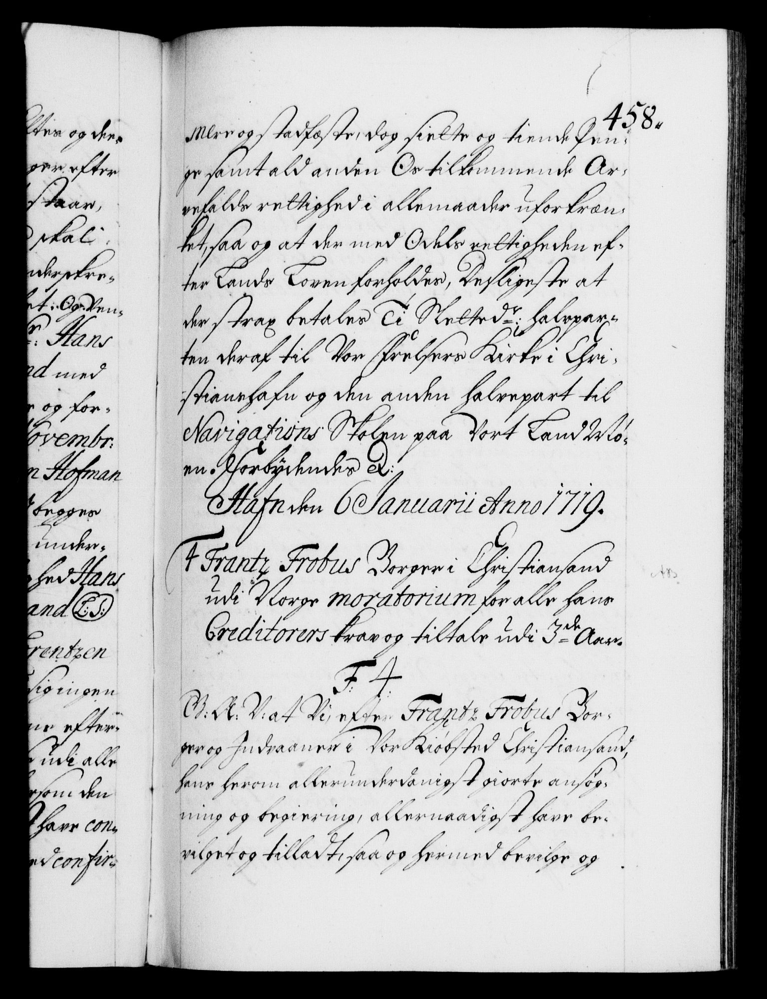 Danske Kanselli 1572-1799, AV/RA-EA-3023/F/Fc/Fca/Fcaa/L0022: Norske registre, 1716-1719, p. 458a