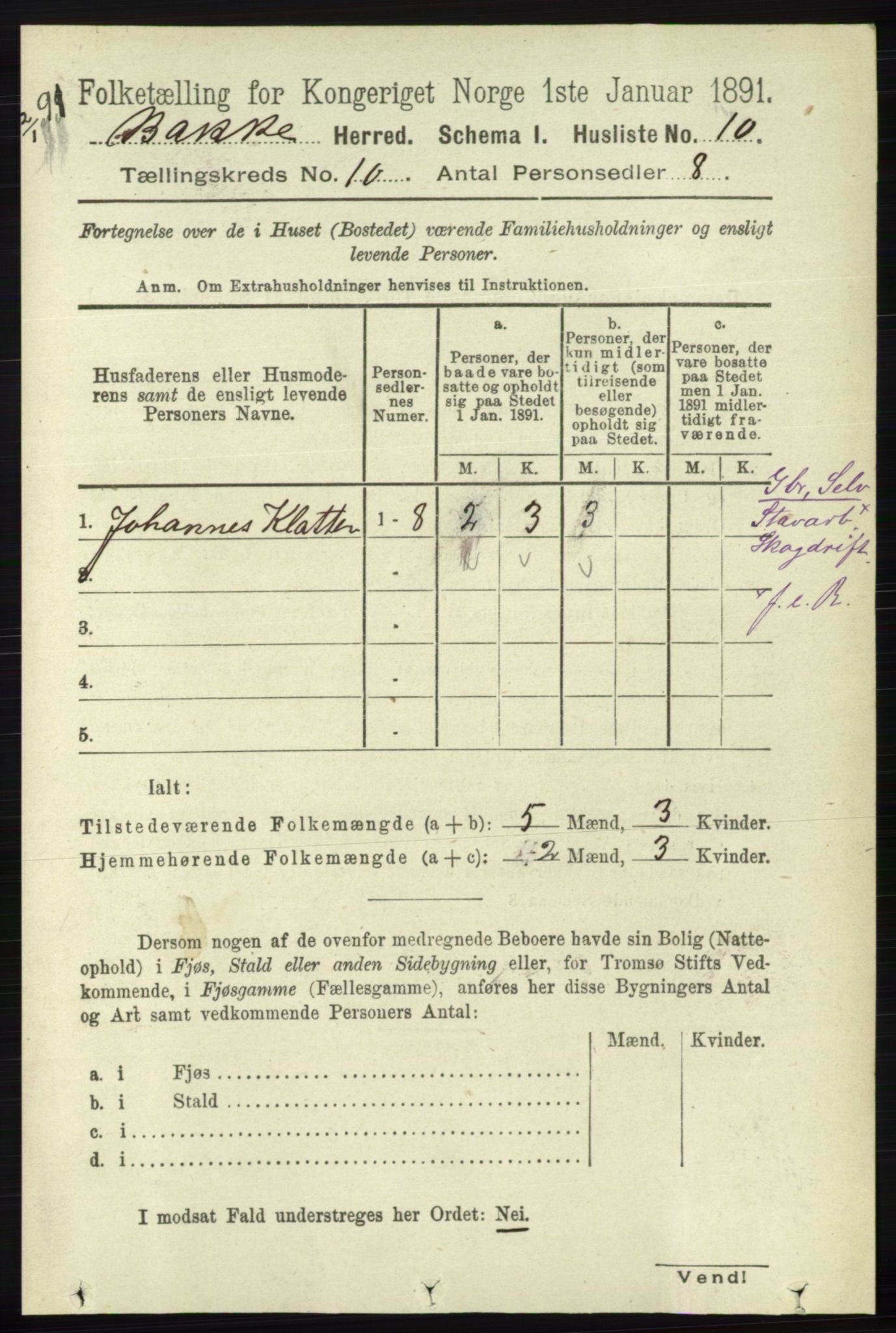 RA, 1891 census for 1045 Bakke, 1891, p. 1974