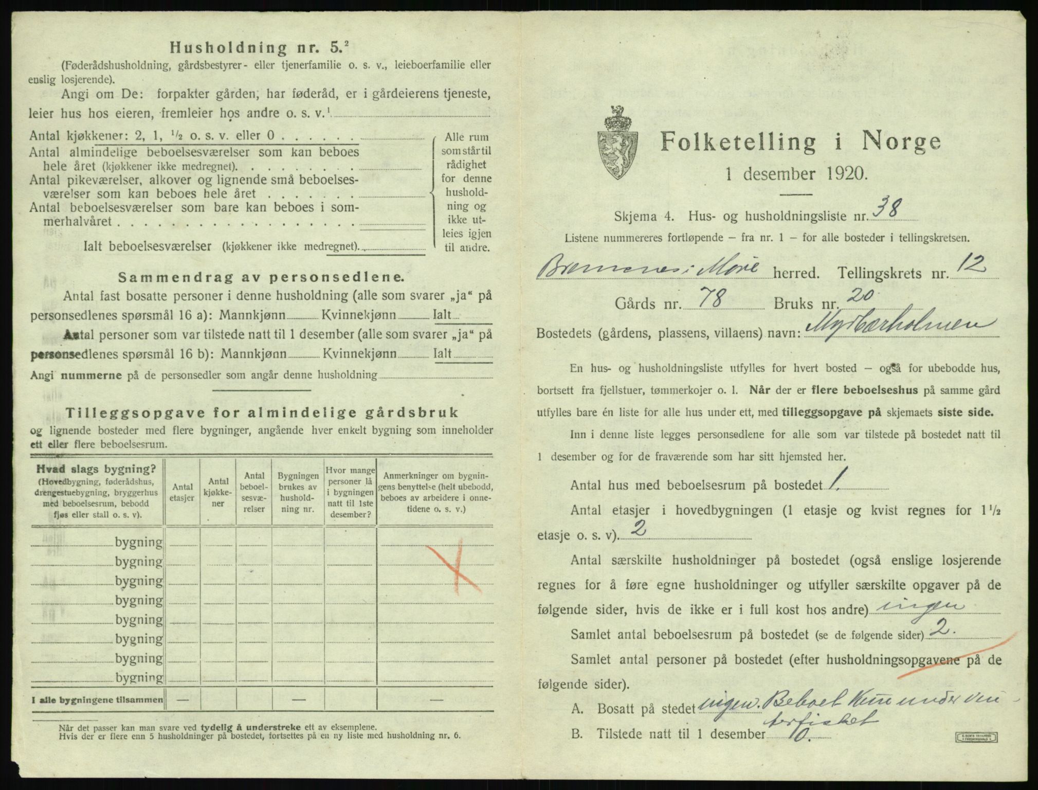 SAT, 1920 census for Bremsnes, 1920, p. 1409